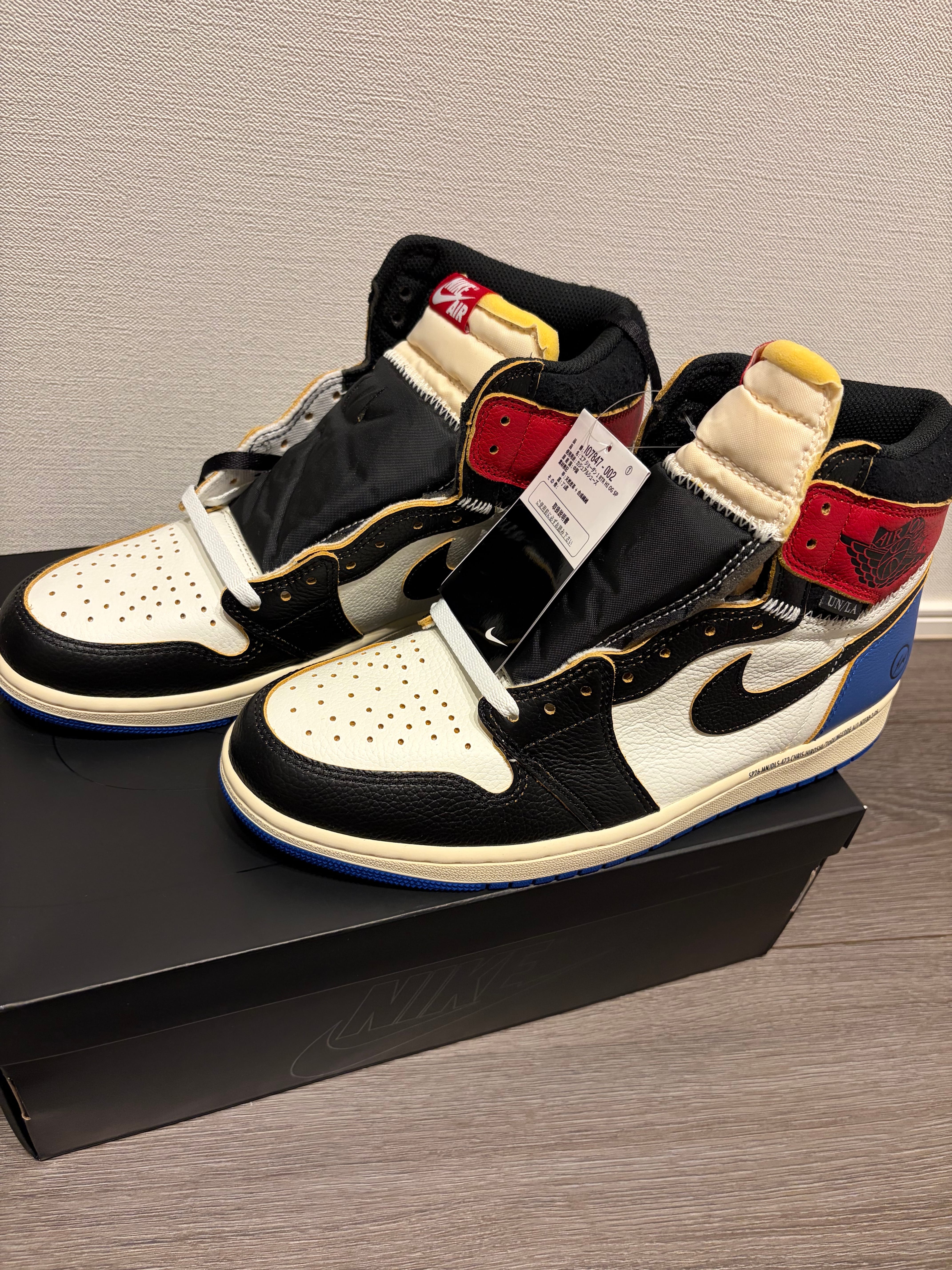 fragment design × UNION × Nike Air Jordan 1 High OG "Black/Varsity Red"