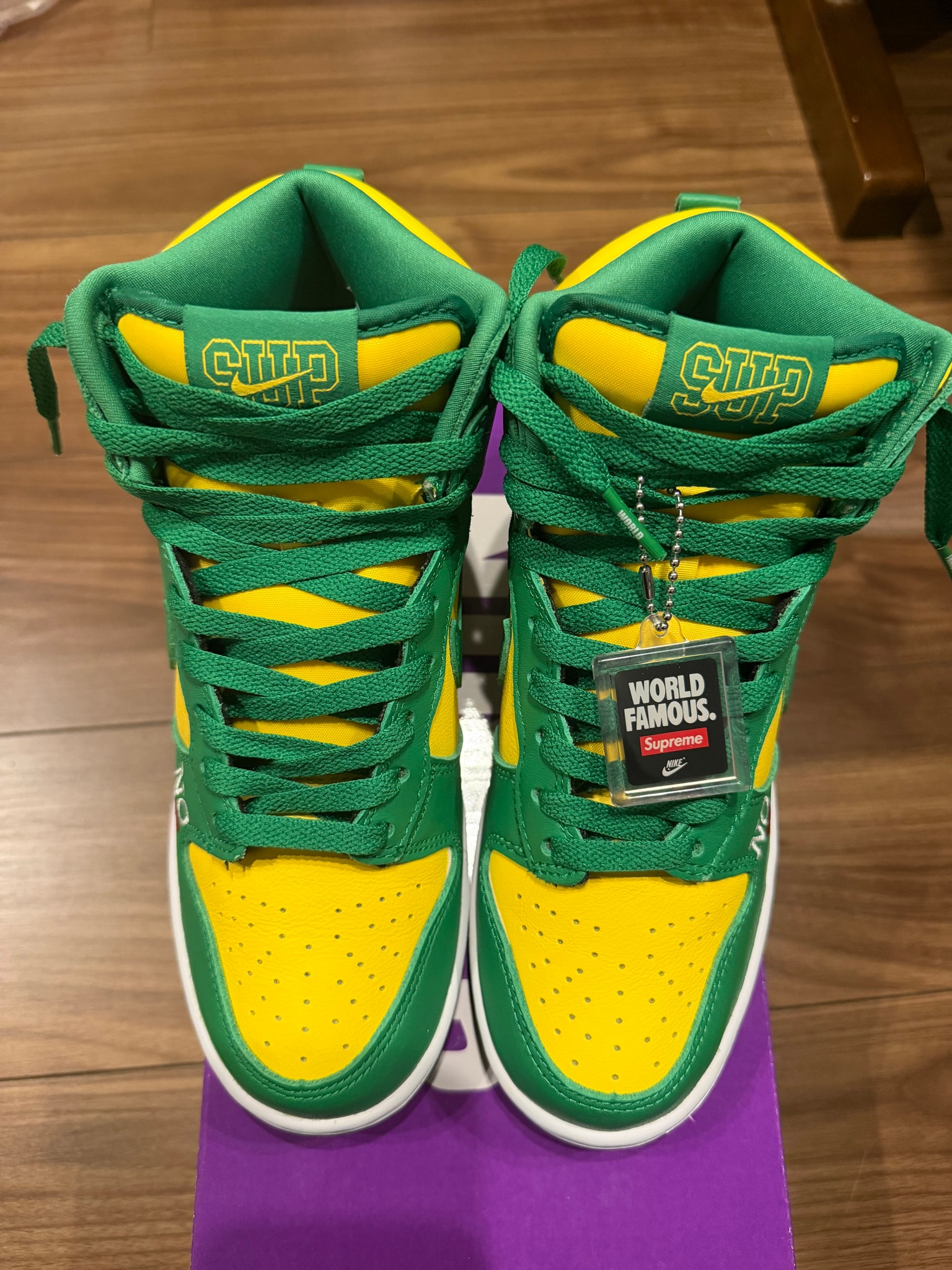 Supreme × Nike SB Dunk High By Any Means "Brazil"