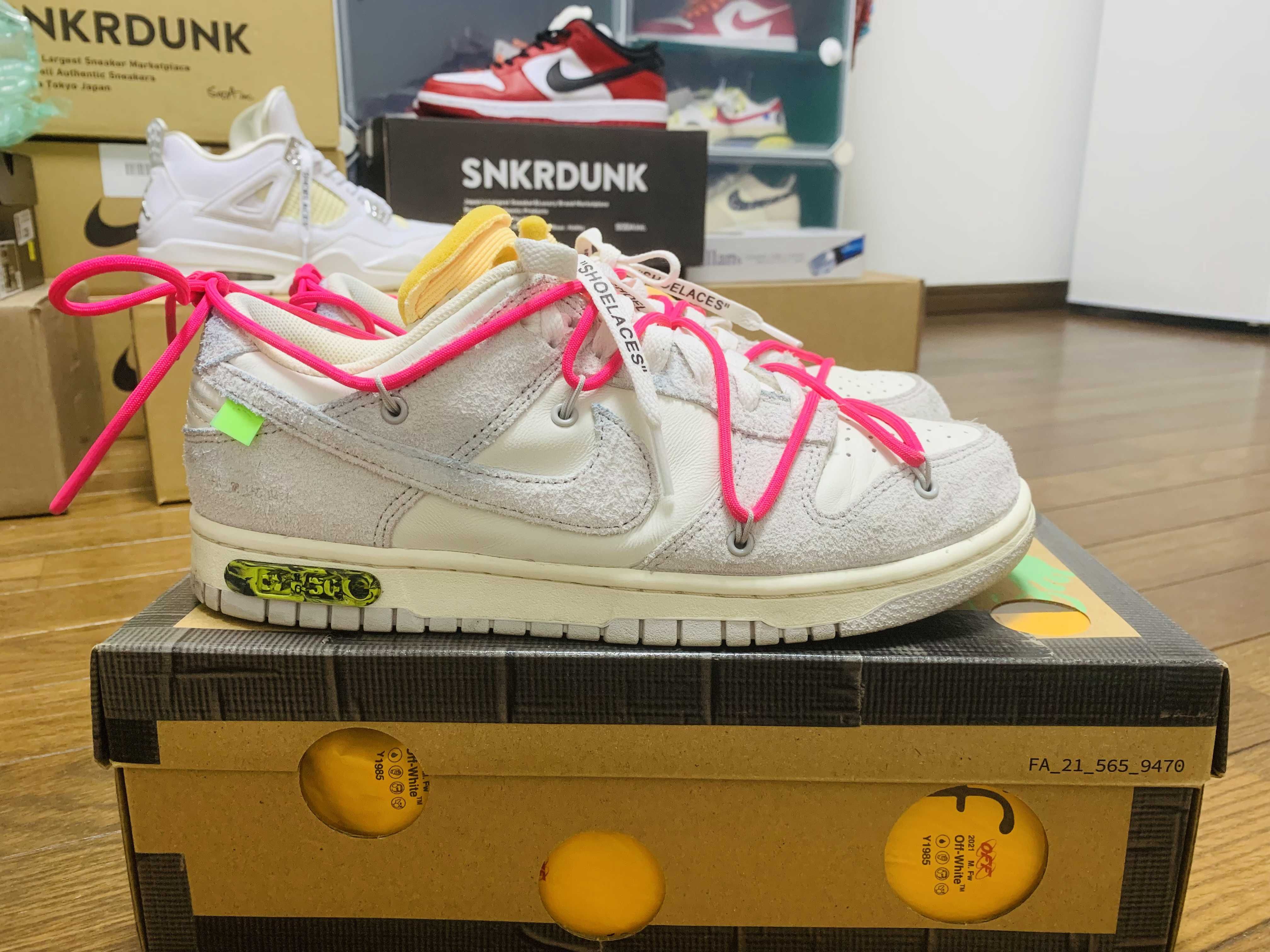 Off-White × Nike Dunk Low "Sail/Neutral Gray/Hyper Pink"