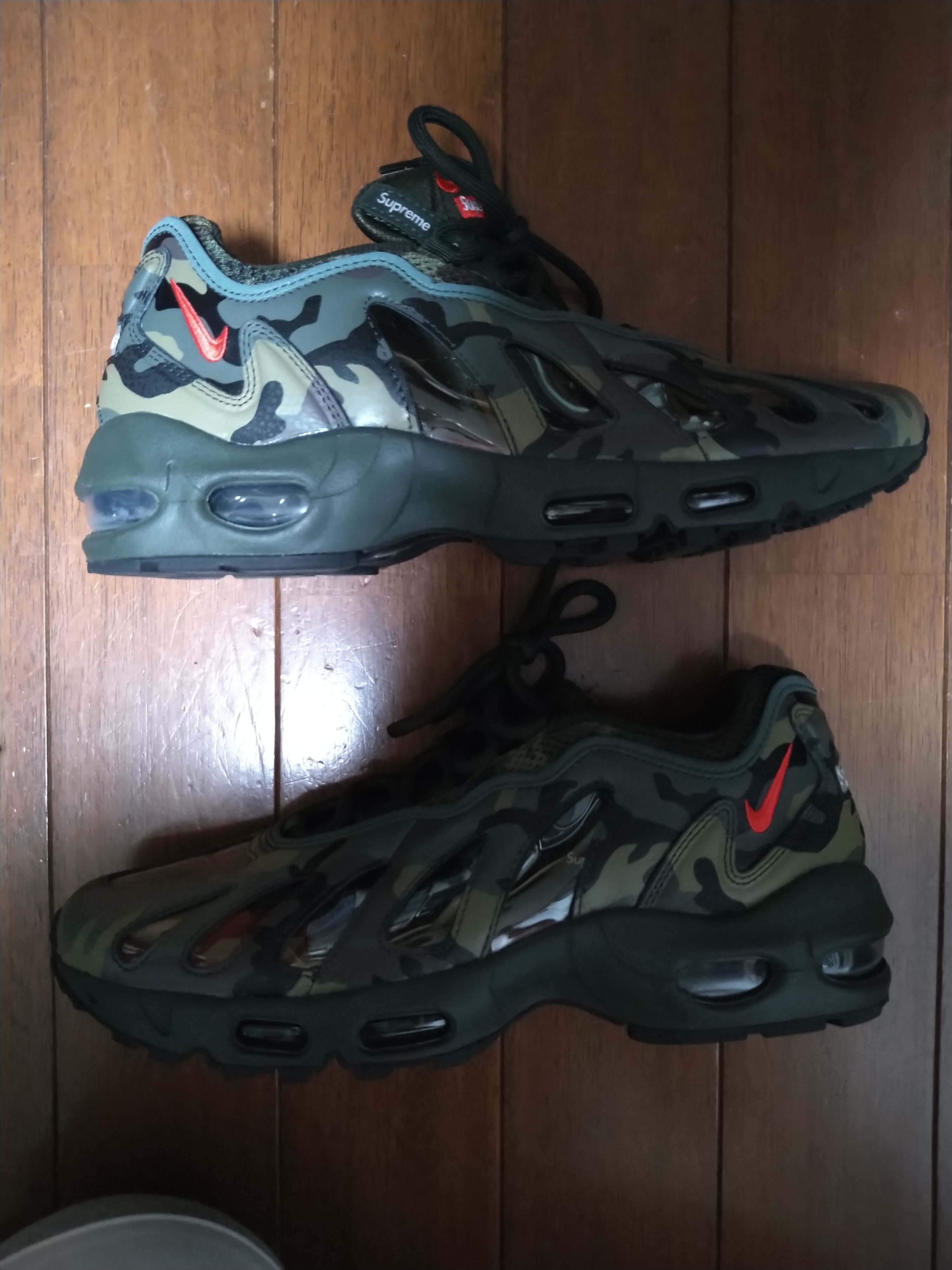 Supreme × Nike Air Max 96 "Dark Army Camo/Speed Red/Clear"