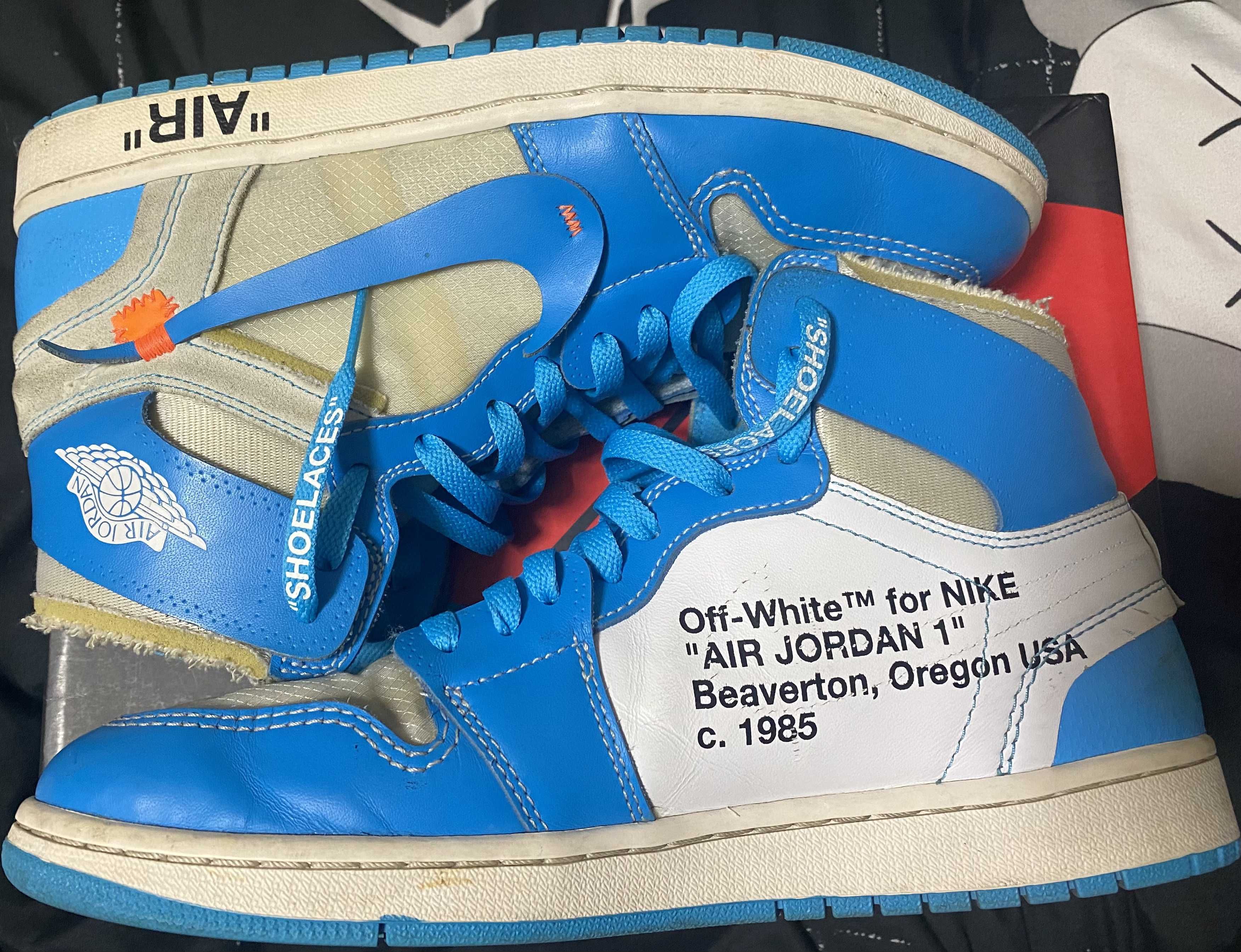 Off-White × Nike Air Jordan 1 High UNC "White/Dark Powder Blue"
