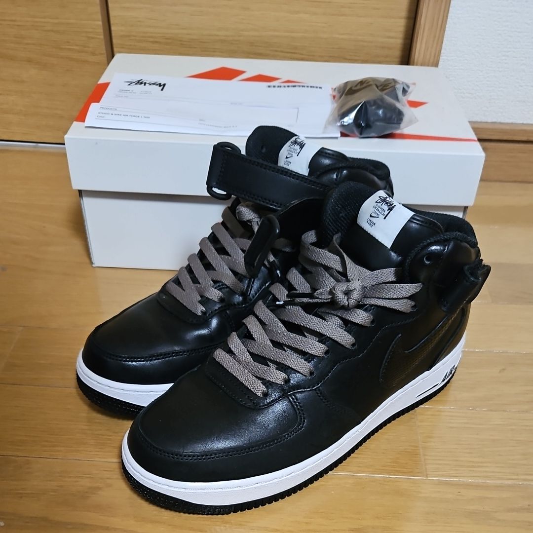 Stussy × Nike Air Force 1 Mid "Black/Black"