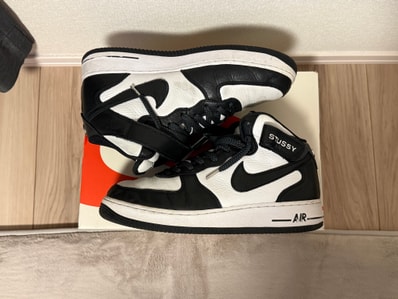 Stussy × Nike Air Force 1 Mid "Black and Light Bone"