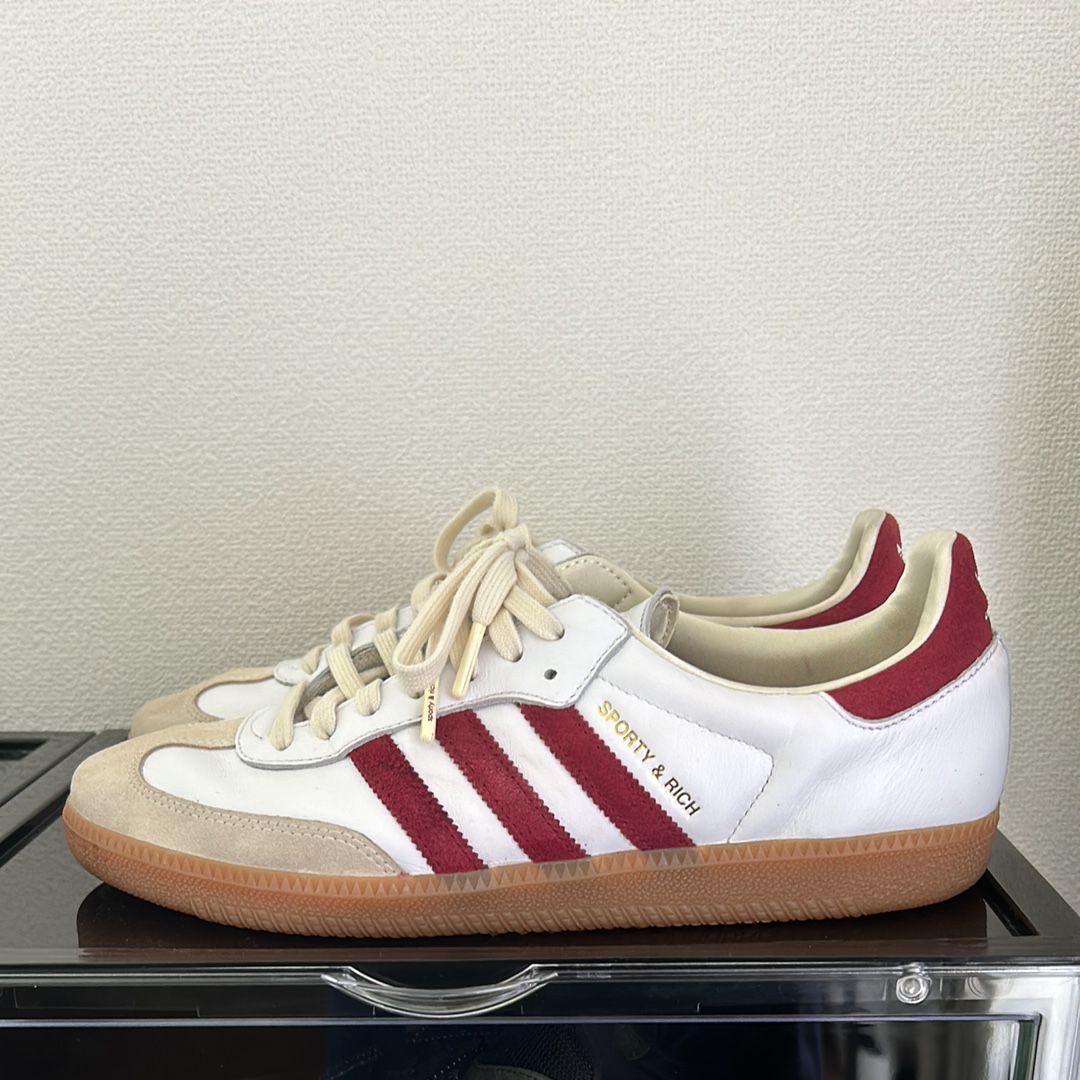 Sporty & Rich × adidas Samba OG "White/Burgundy"
