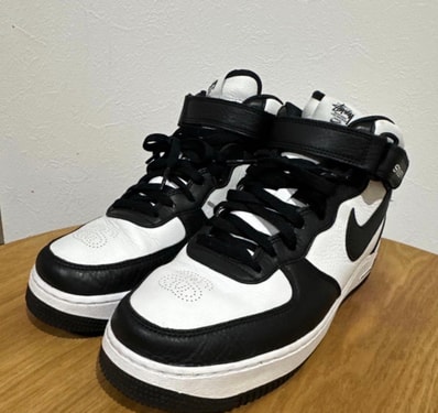 Stussy × Nike Air Force 1 Mid "Black and Light Bone"