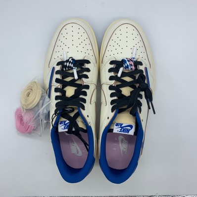 Travis Scott × fragment design × Nike Air Jordan 1 Low OG "Sail/Military Blue"