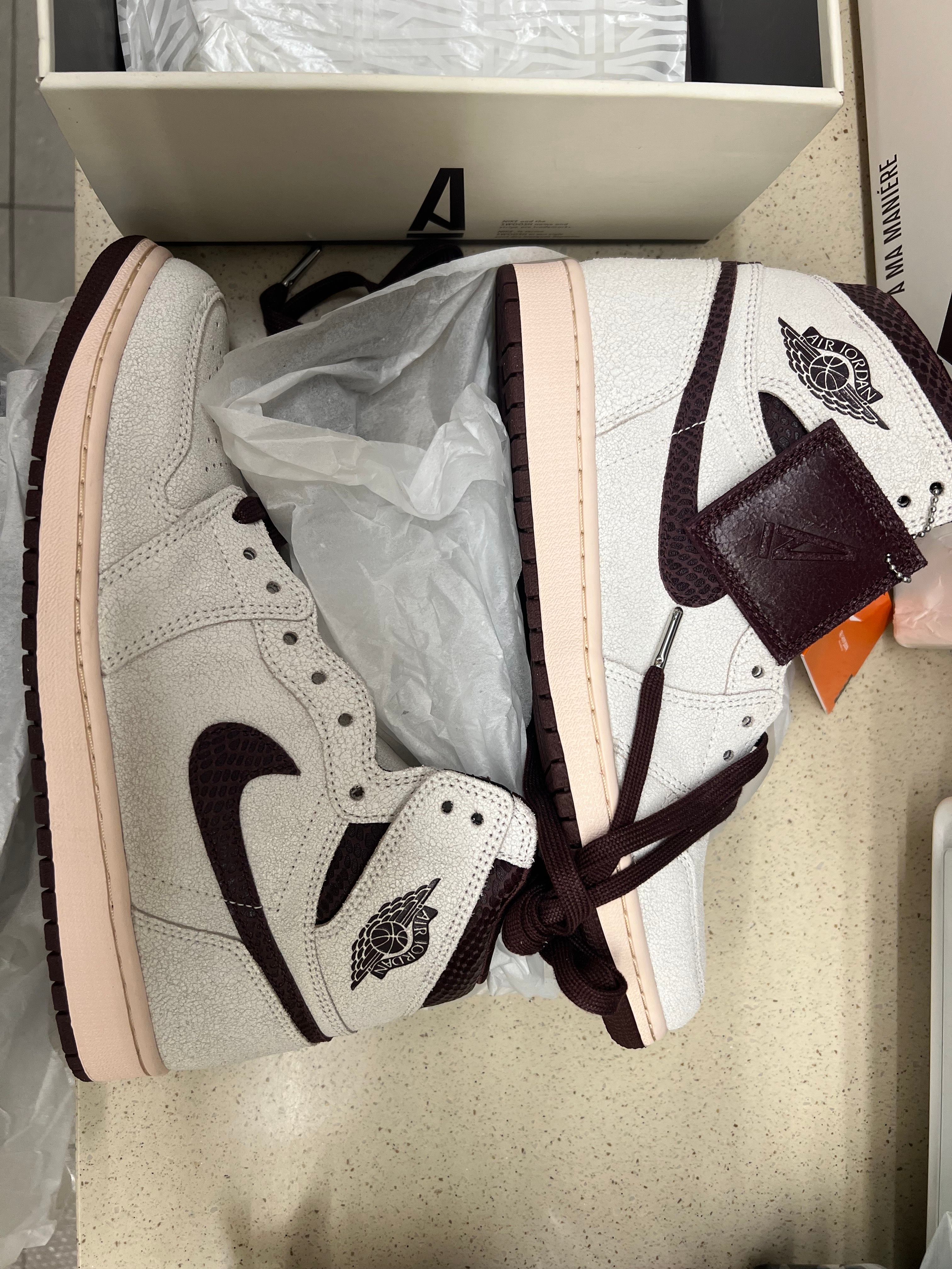 A Ma Maniere × Nike Air Jordan 1 Retro High OG "Sail and Burgundy"