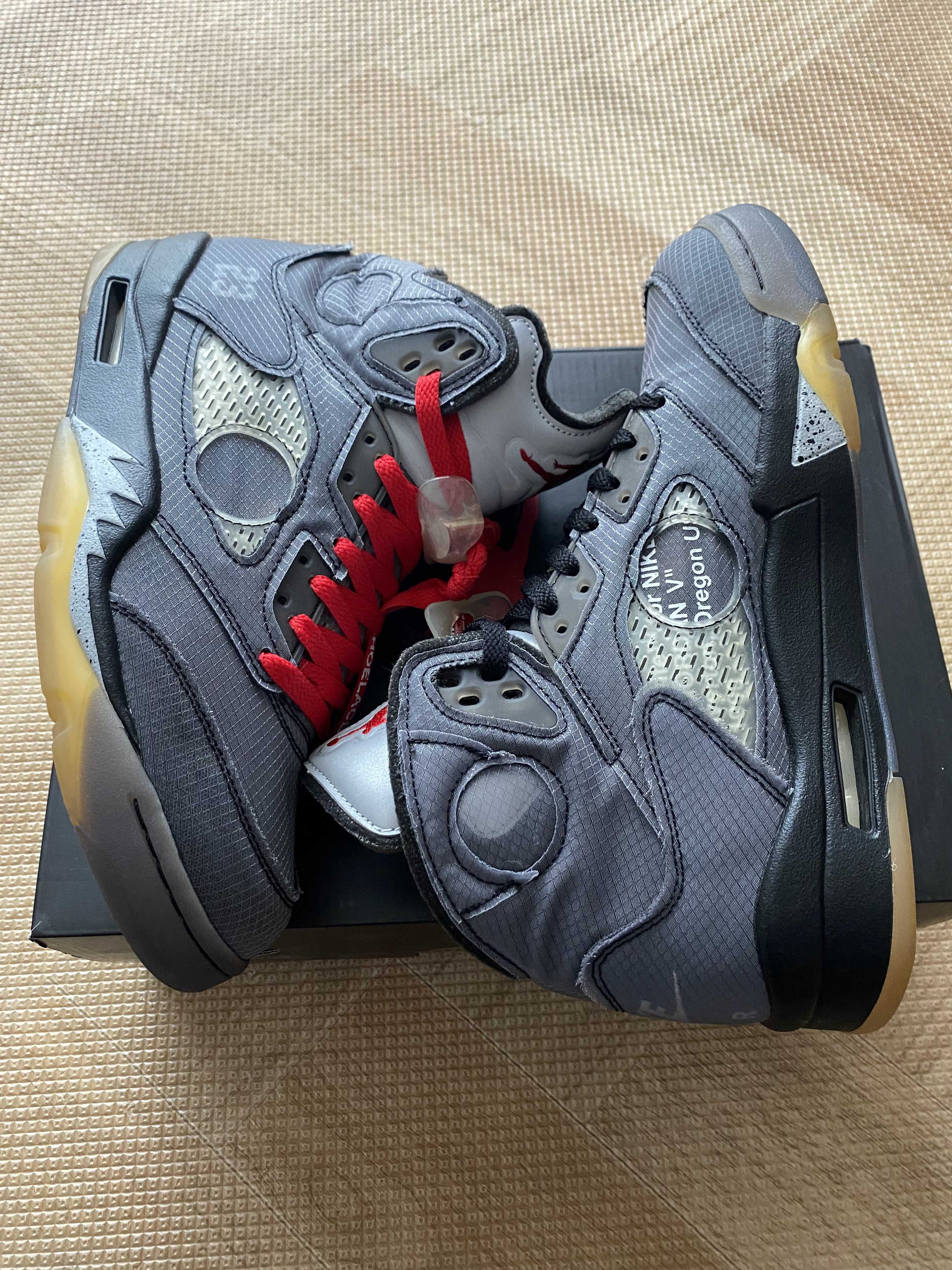 Off-White × Nike Air Jordan 5 "Black/Muslin/Fire Red"