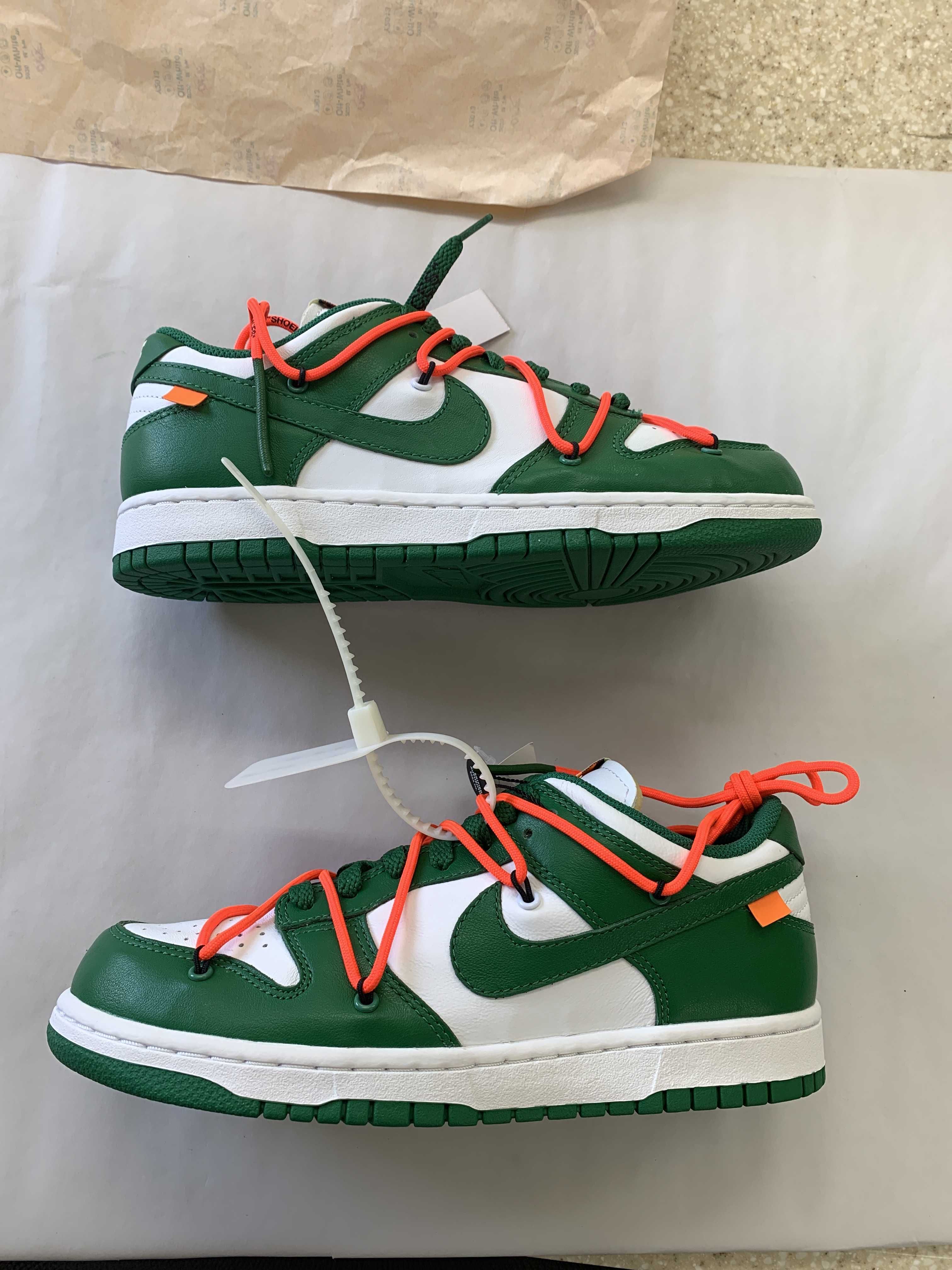 Off-White × Nike Dunk Low "White/Pine Green"