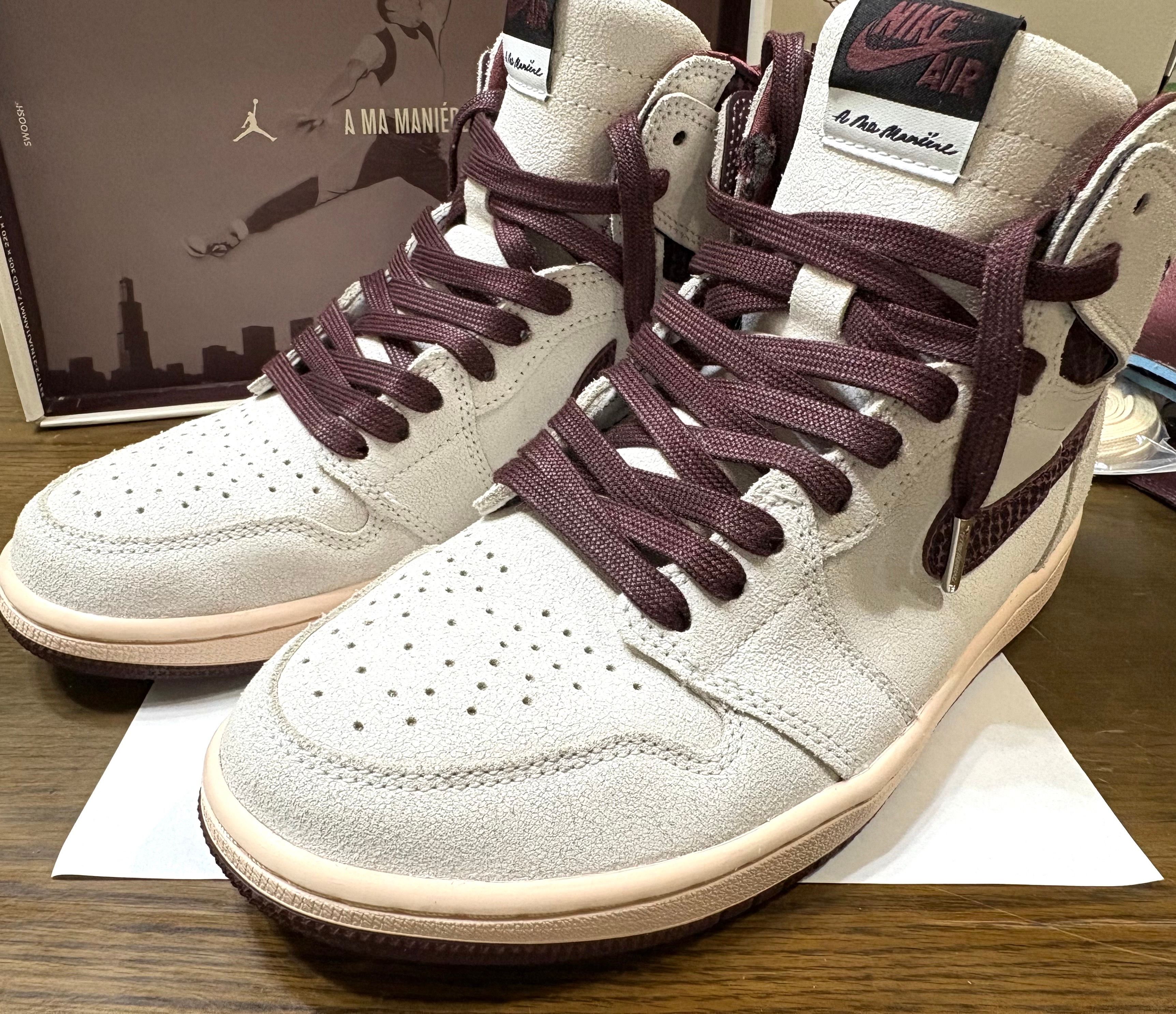 A Ma Maniere × Nike Air Jordan 1 Retro High OG "Sail and Burgundy"