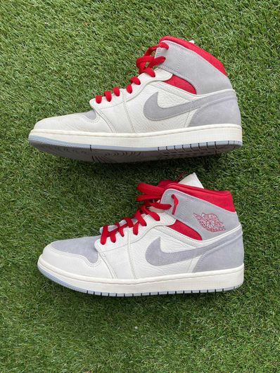 SNS×NIKE AIR JORDAN 1 MID "GREY/RED"