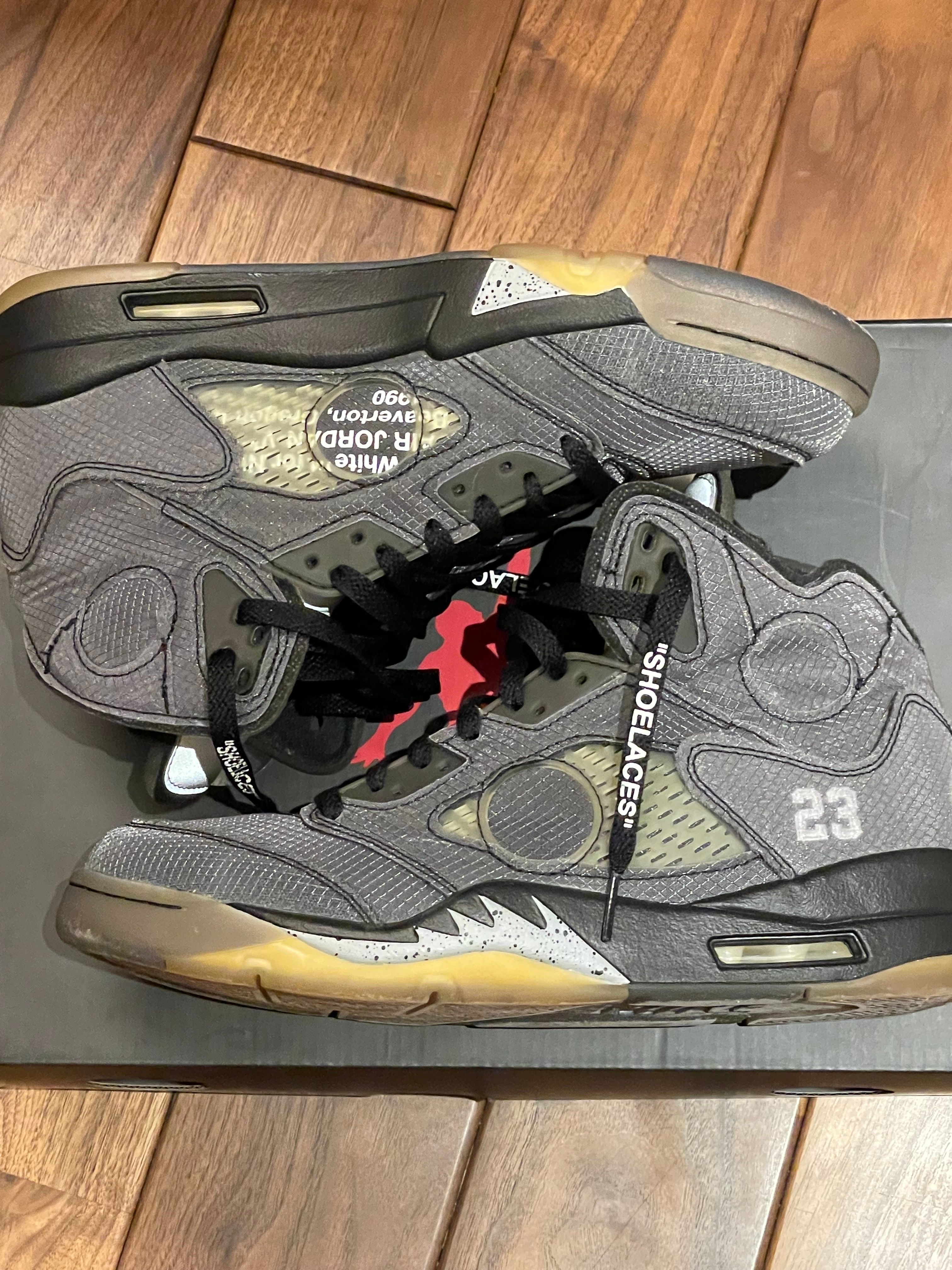 Off-White × Nike Air Jordan 5 "Black/Muslin/Fire Red"