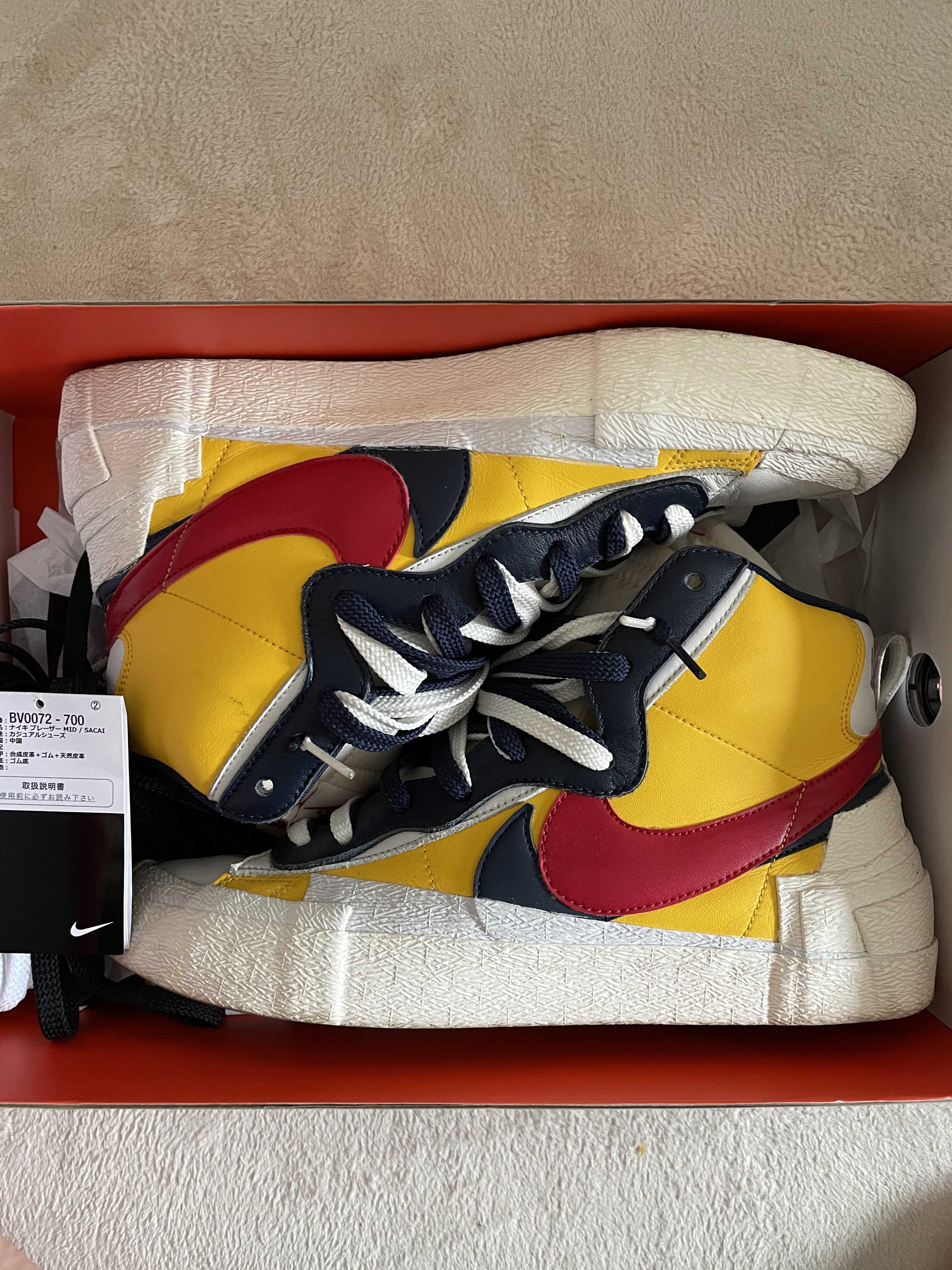 sacai × Nike Blazer Mid "Varsity Maize/Varsity Red"