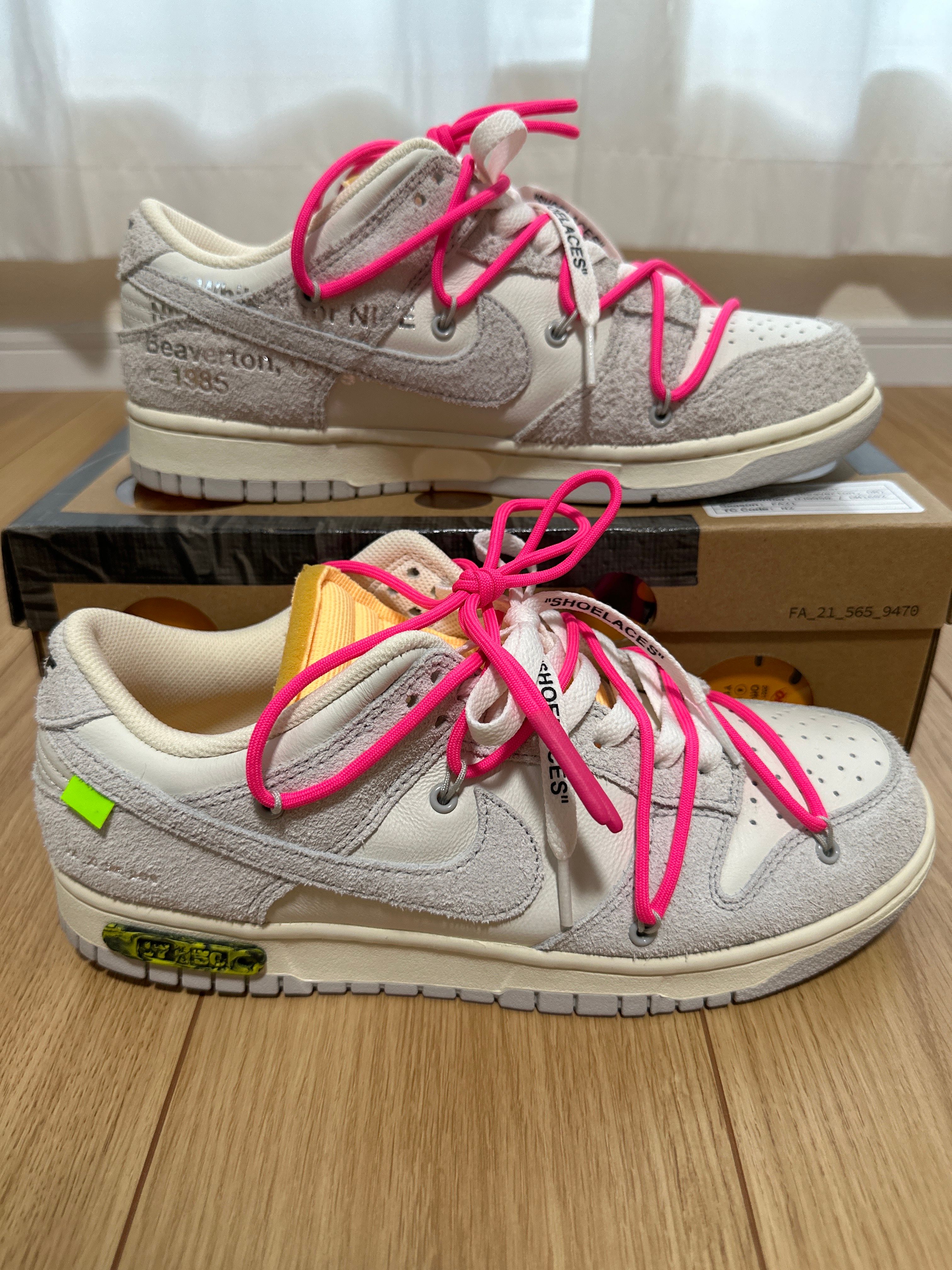 Off-White × Nike Dunk Low "Sail/Neutral Gray/Hyper Pink"