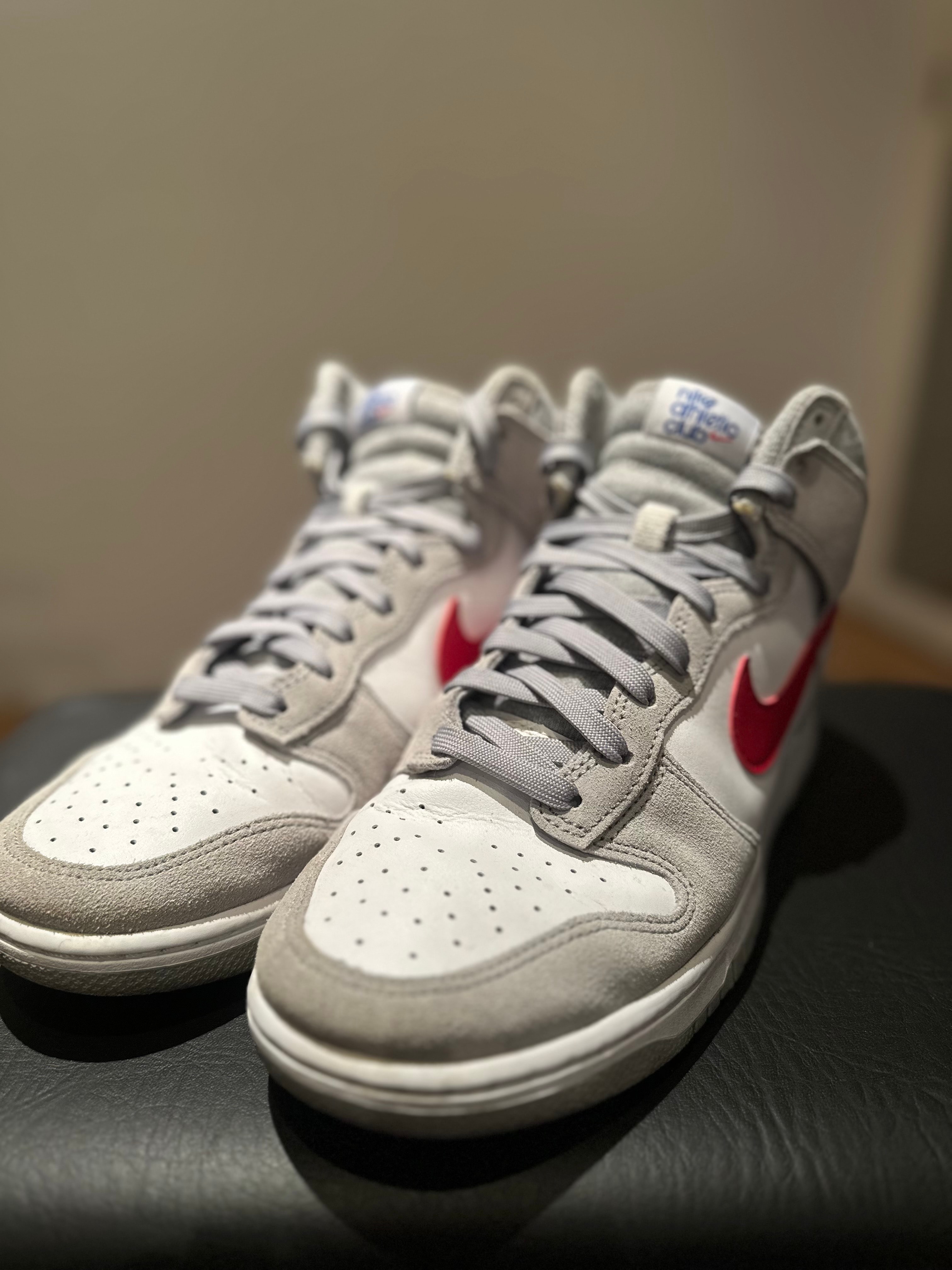 Nike Dunk High Retro SE Athletic Club "Light Smoke Grey and Gym Red"