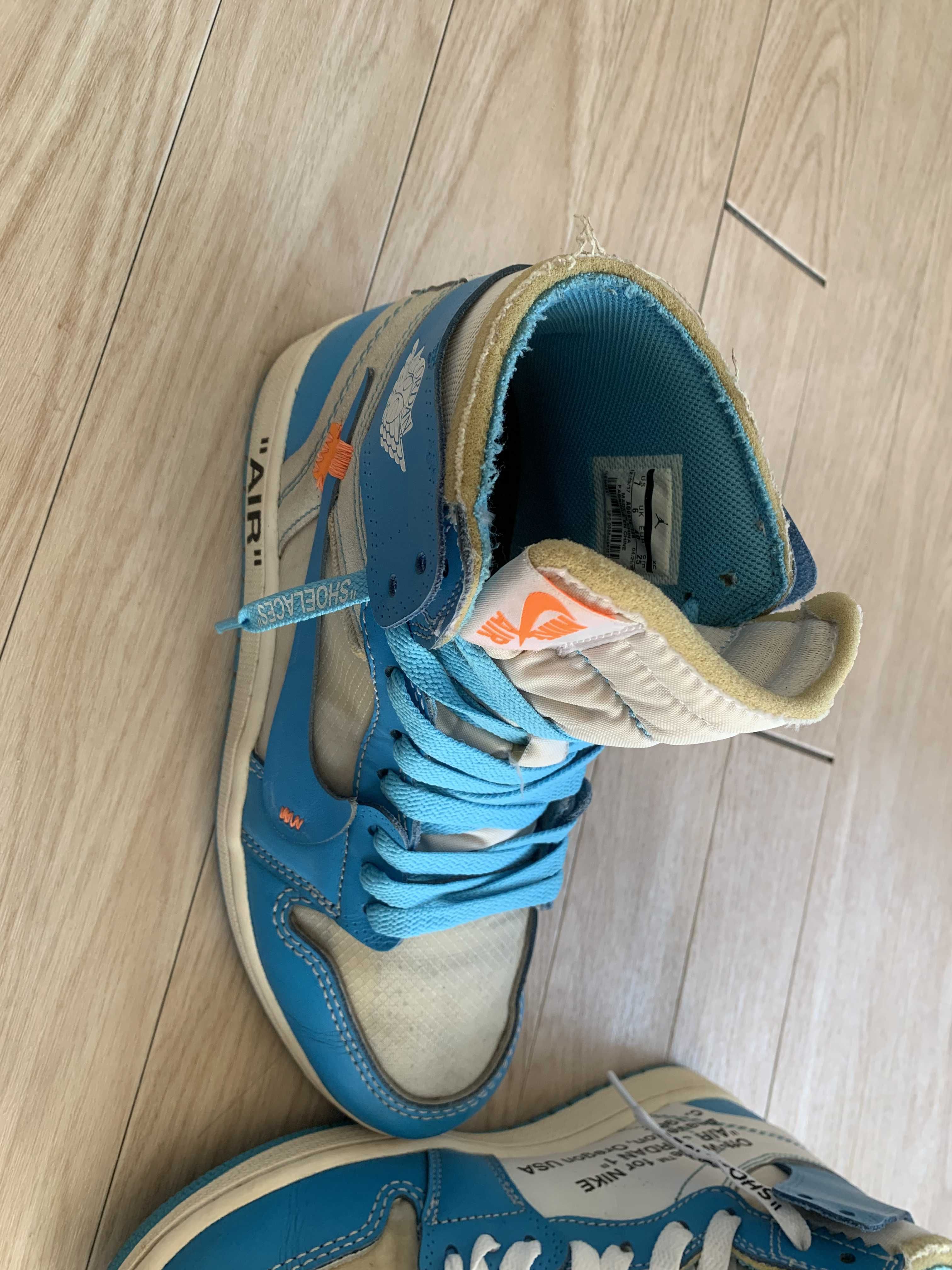 Off-White × Nike Air Jordan 1 High UNC "White/Dark Powder Blue"