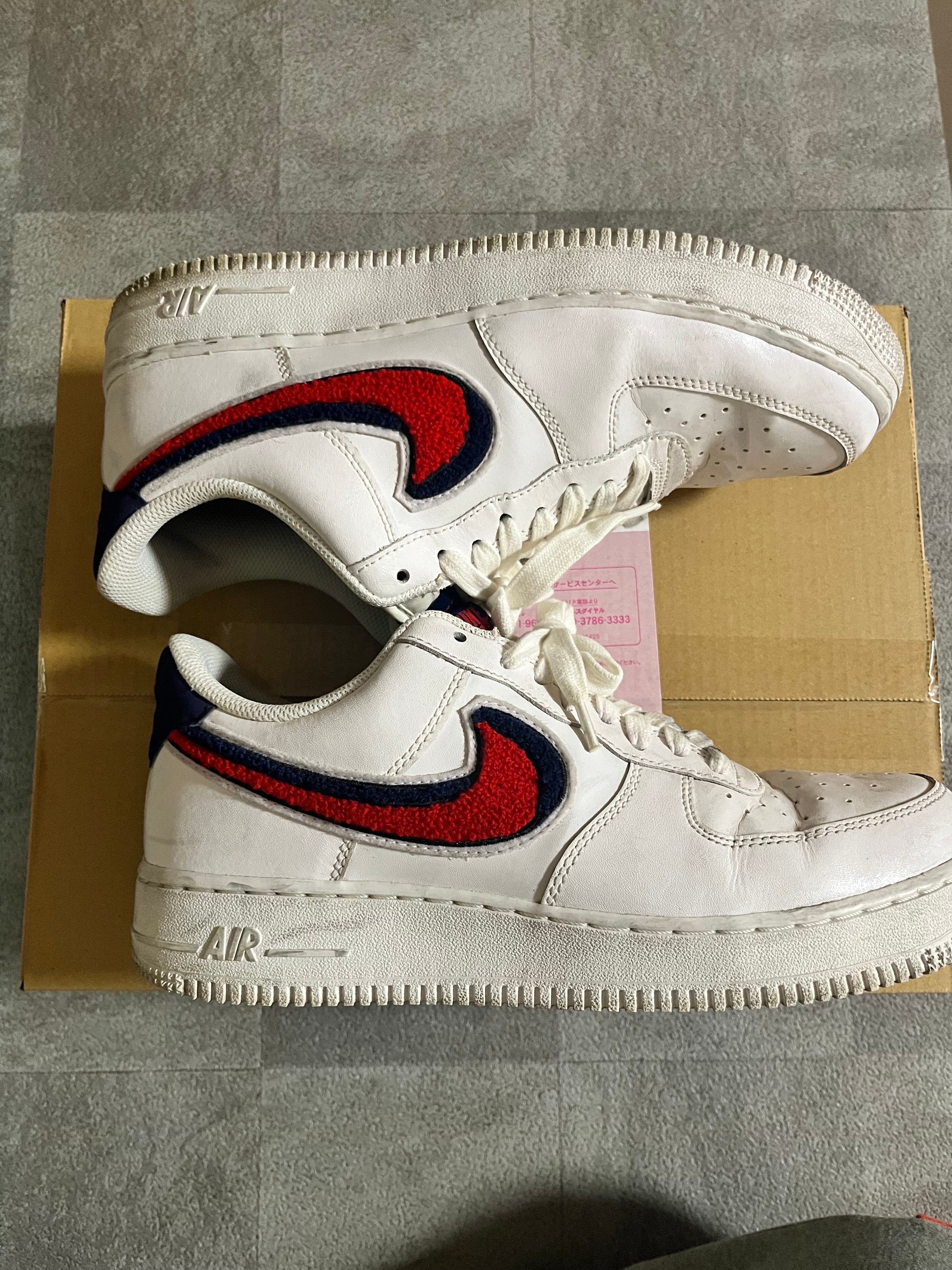 NIKE AIR FORCE 1 LOW 3D CHENILLE SWOOSH WHITE RED BLUE