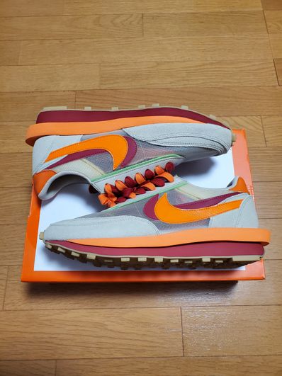 CLOT × Sacai × Nike LD Waffle "Orange Blaze"
