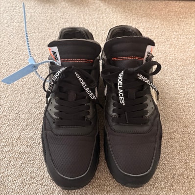 Off-White × Nike Air Max 90 "Black/Black-Cone-White"