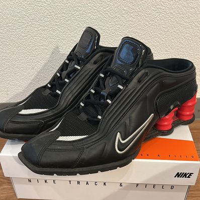 Martine Rose × Nike Women's Shox MR4 "Black/Metallic Silver Comet Red"