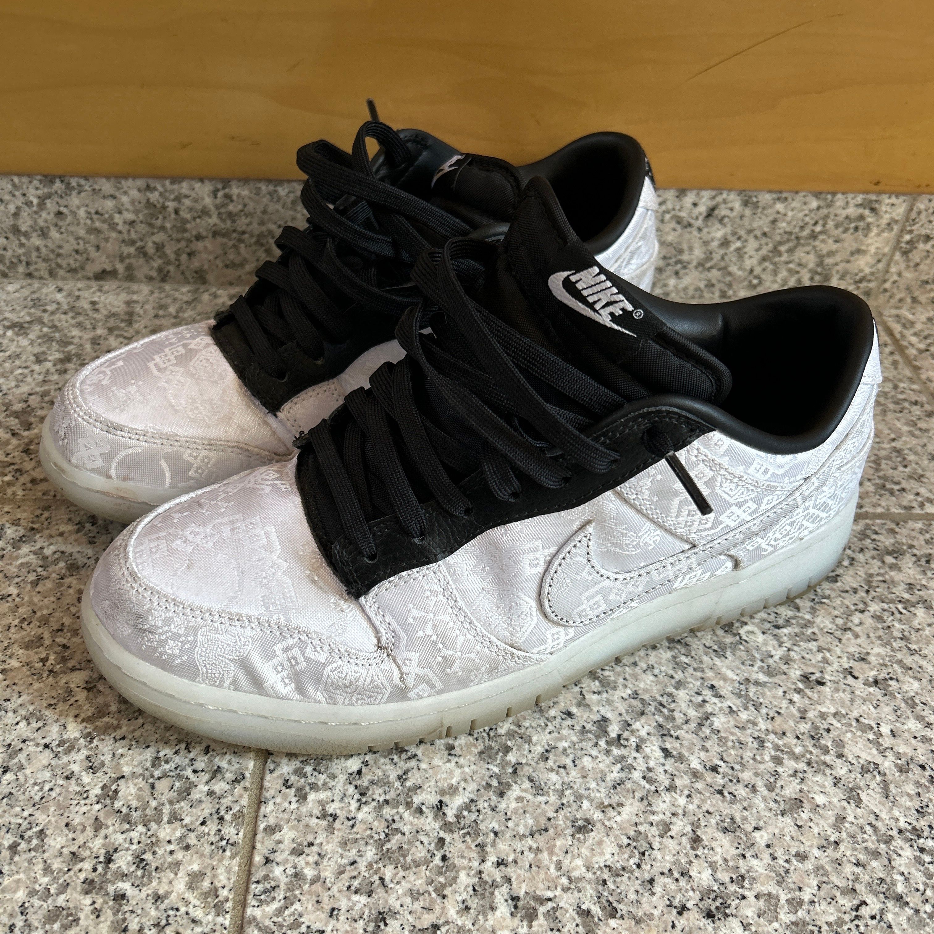 CLOT × Fragment × Nike Dunk Low "Black and White"