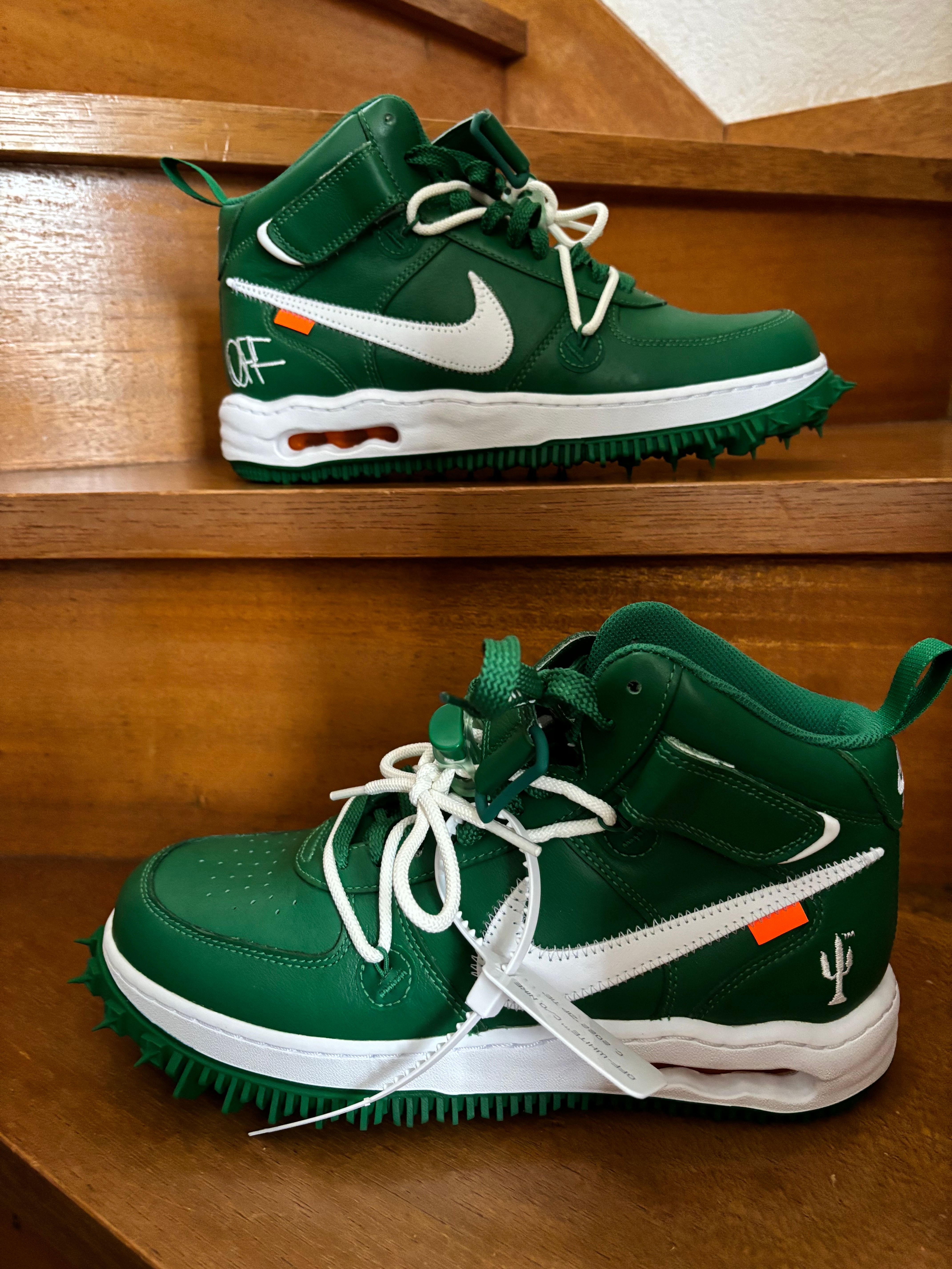 Off-White × Nike Air Force 1 Mid SP LTHR "Pine Green"