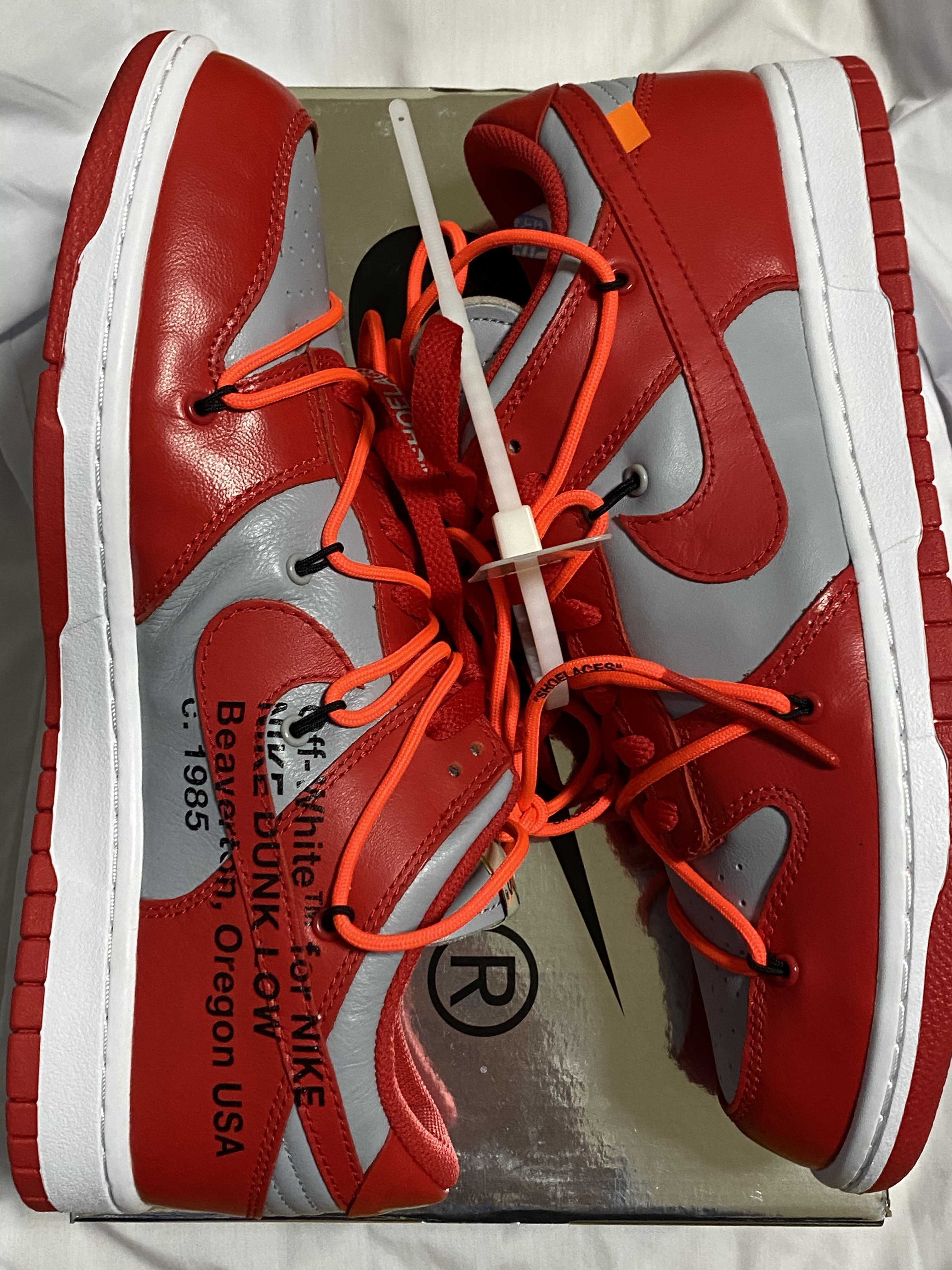 Off-White × Nike Dunk Low "University Red/Wolf Grey"