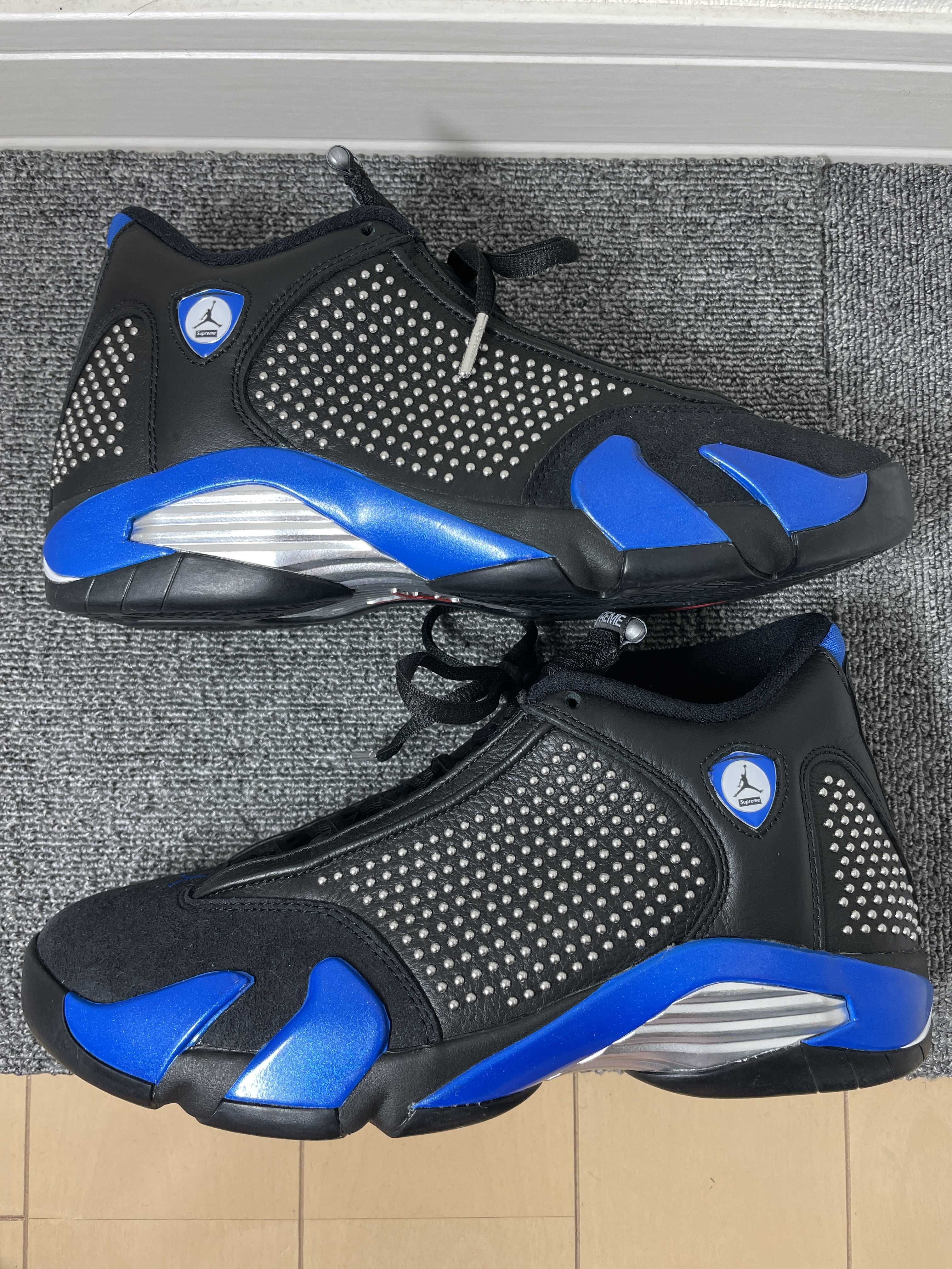Supreme × Nike Air Jordan 14 Retro "Black/Varsity Royal/Chrome"