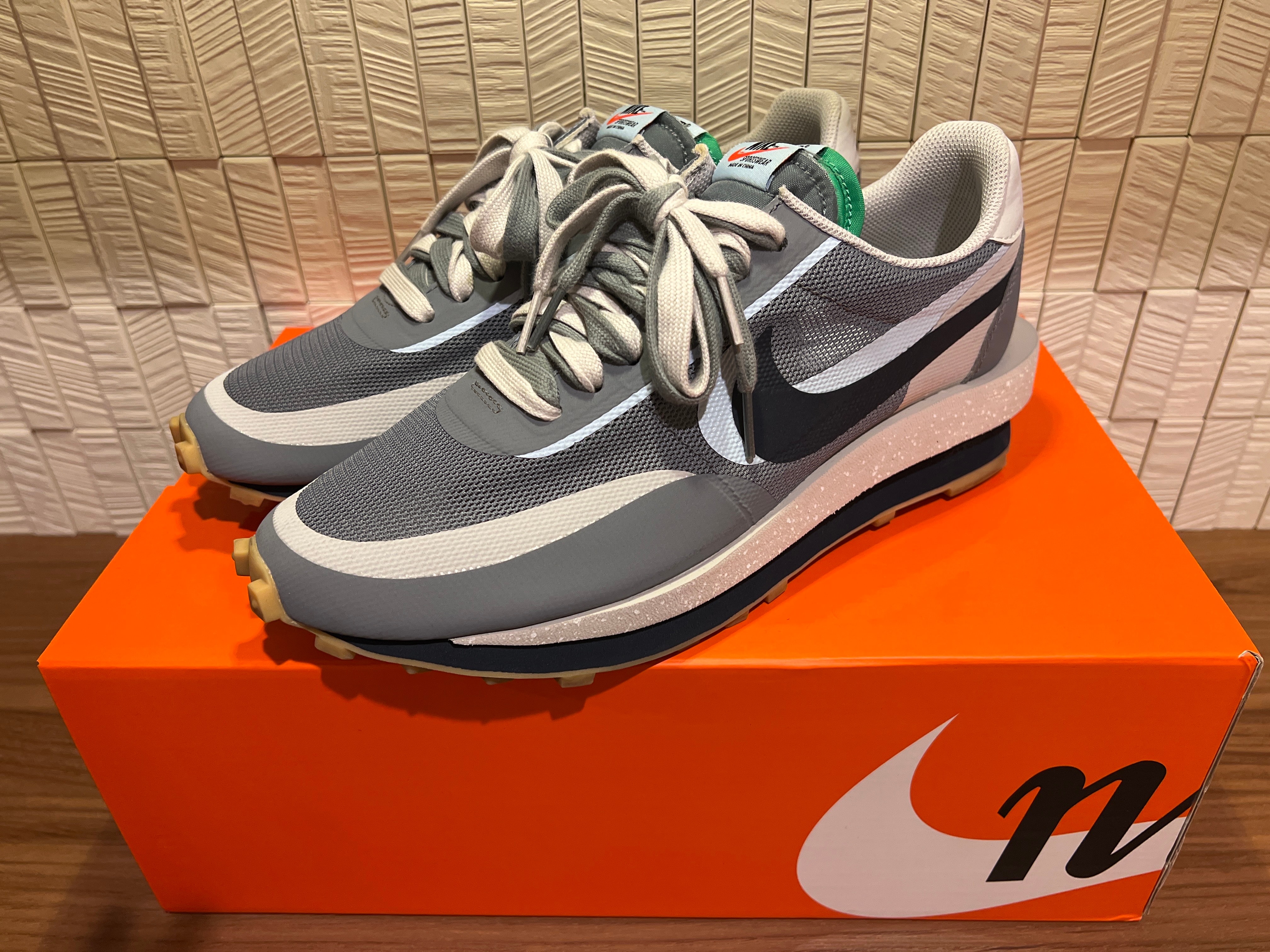 CLOT × Sacai × Nike LD Waffle "Grey Obsidian/Cool Grey"