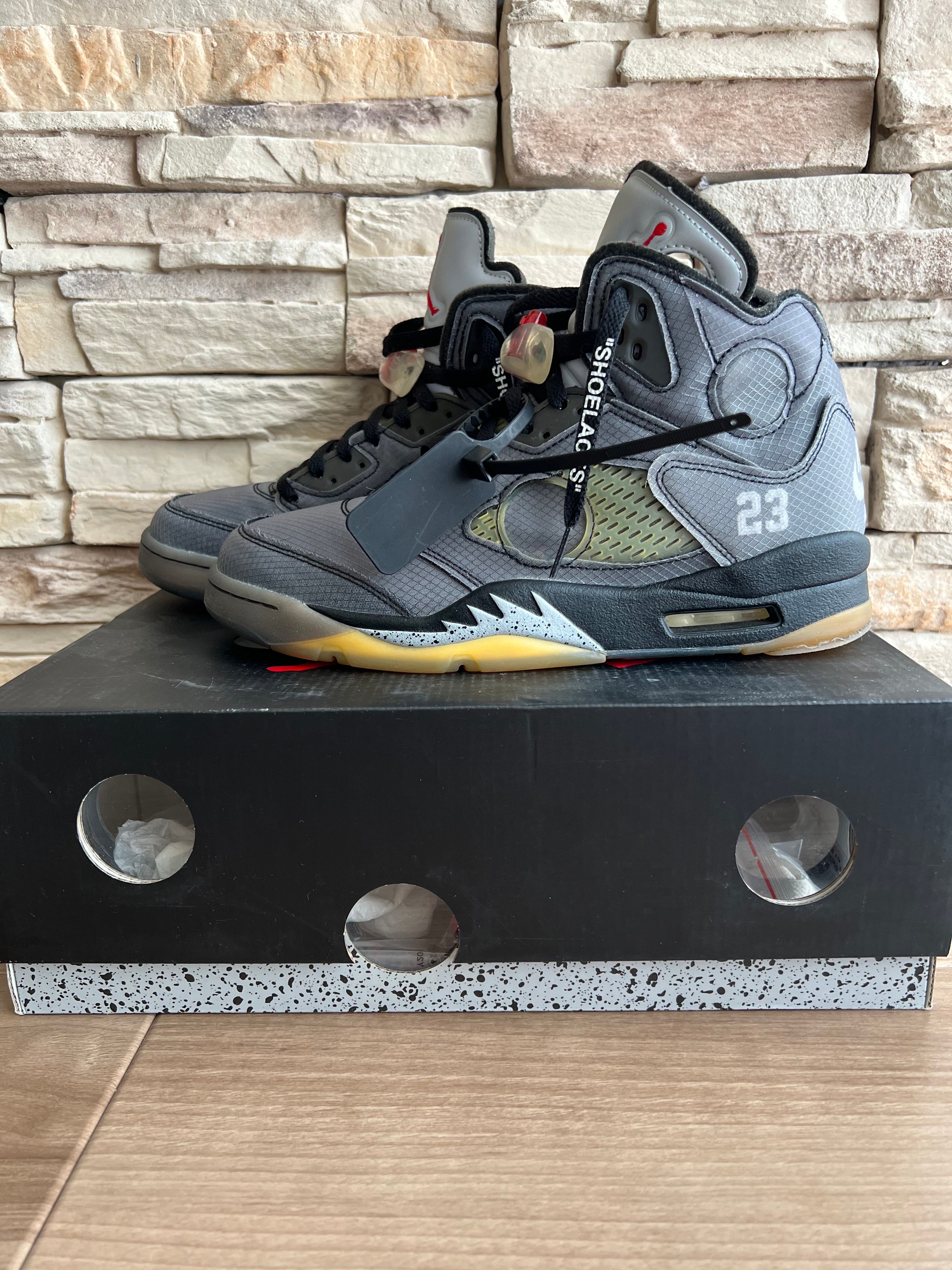 Off-White × Nike Air Jordan 5 "Black/Muslin/Fire Red"