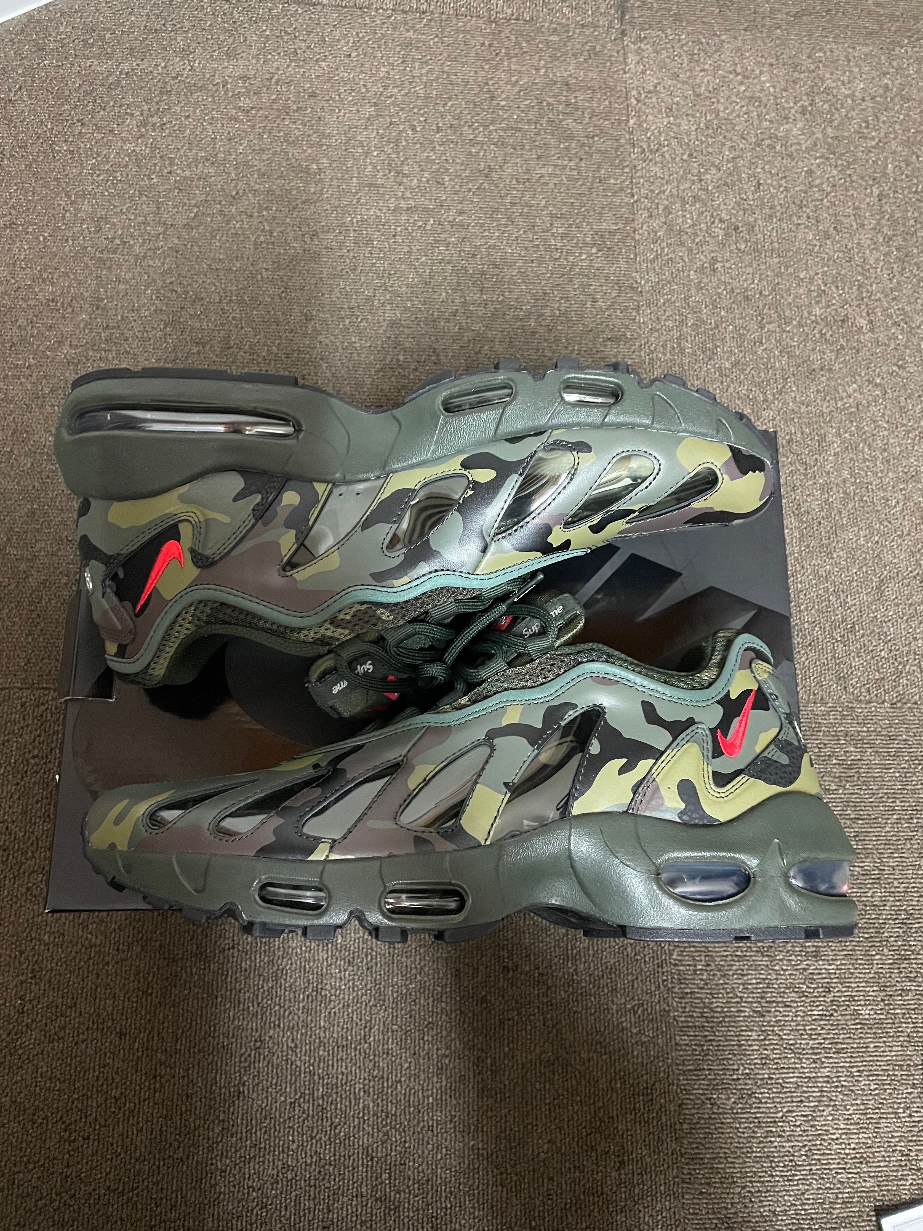 Supreme × Nike Air Max 96 "Dark Army Camo/Speed Red/Clear"
