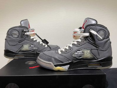 Off-White × Nike Air Jordan 5 "Black/Muslin/Fire Red"