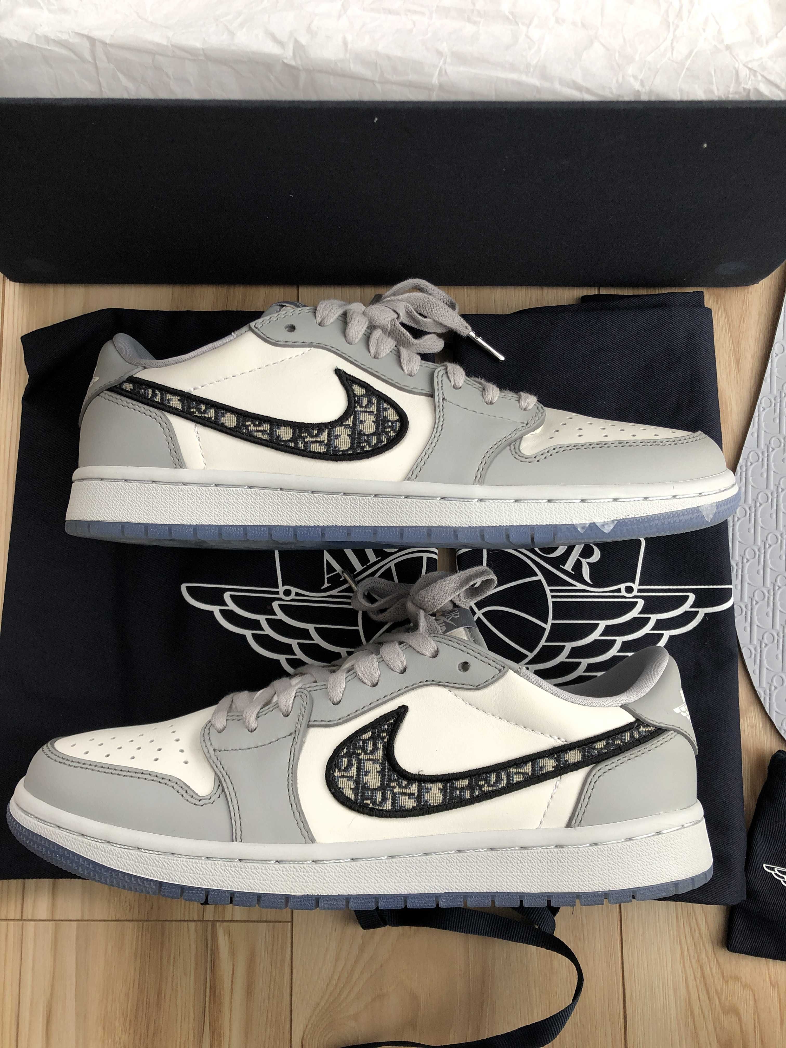 Dior × Nike Air Jordan 1 Low OG "Wolf Grey/Black-Sail-White"