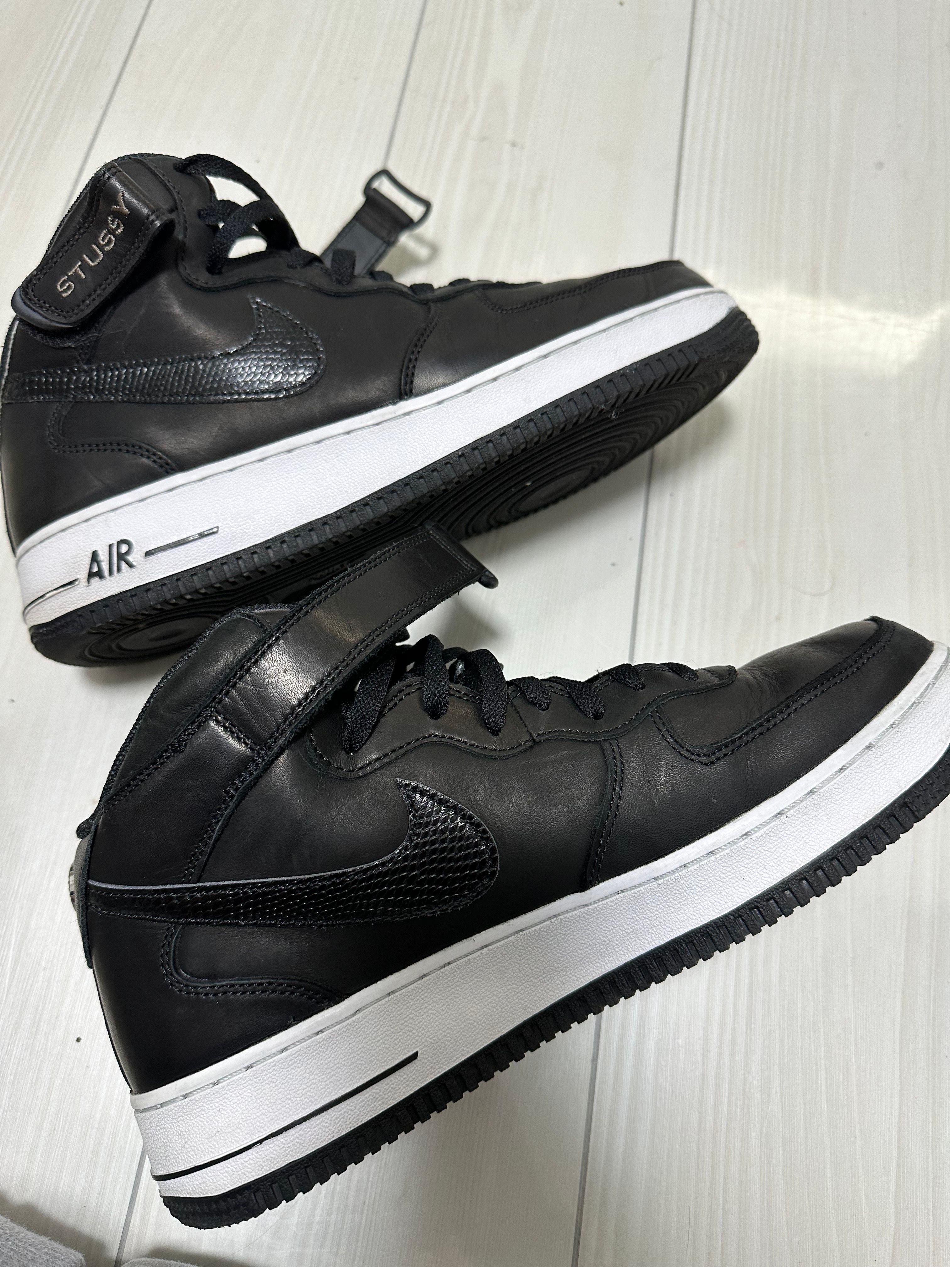 Stussy × Nike Air Force 1 Mid "Black/Black"