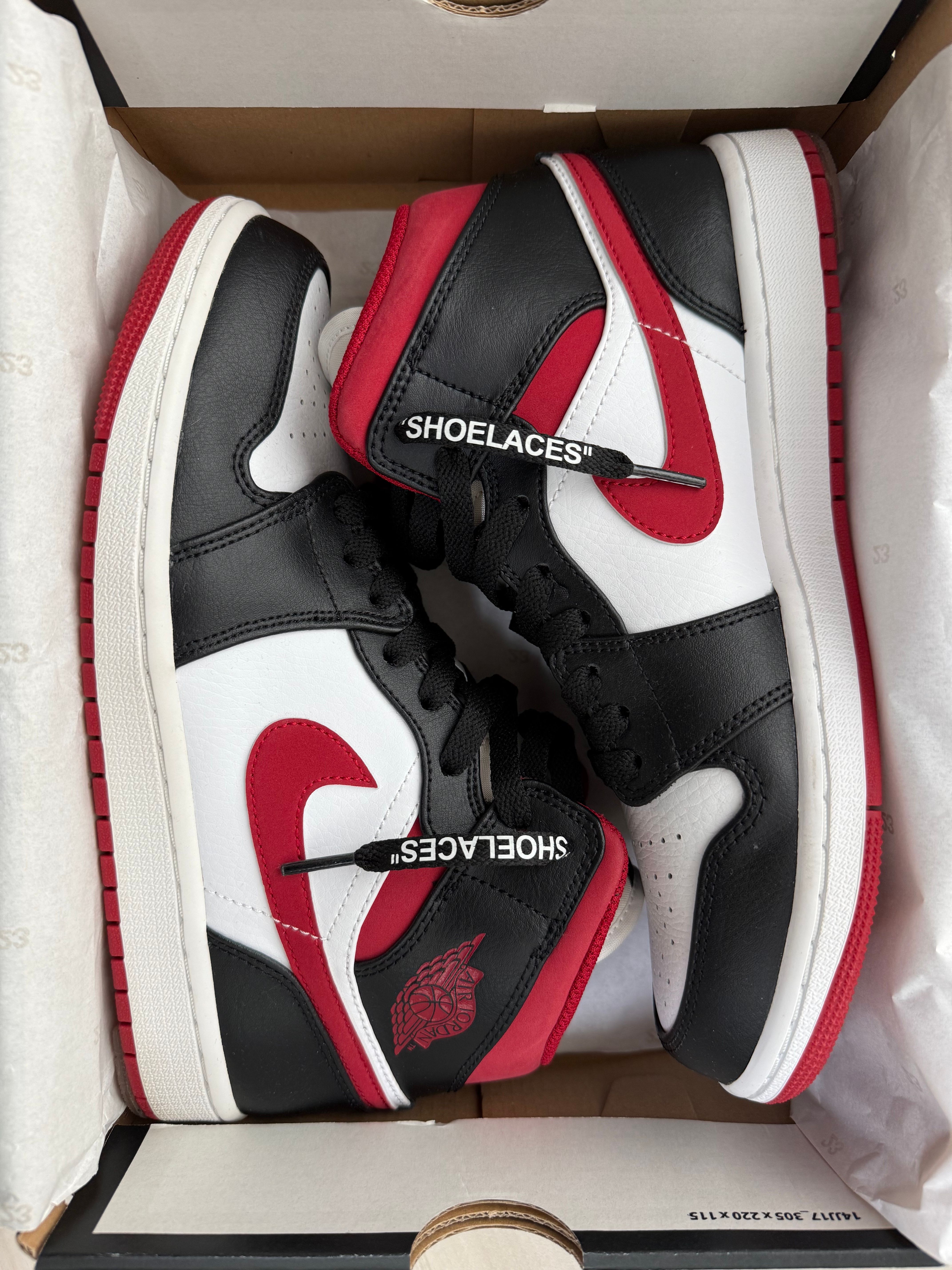 Nike Air Jordan 1 Mid "White/Gym Red Black"