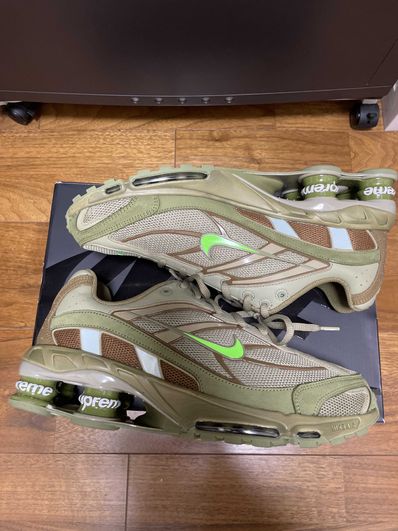 Supreme × Nike Shox Ride 2 "Neutral Olive/Electric Green-Pilgrim"