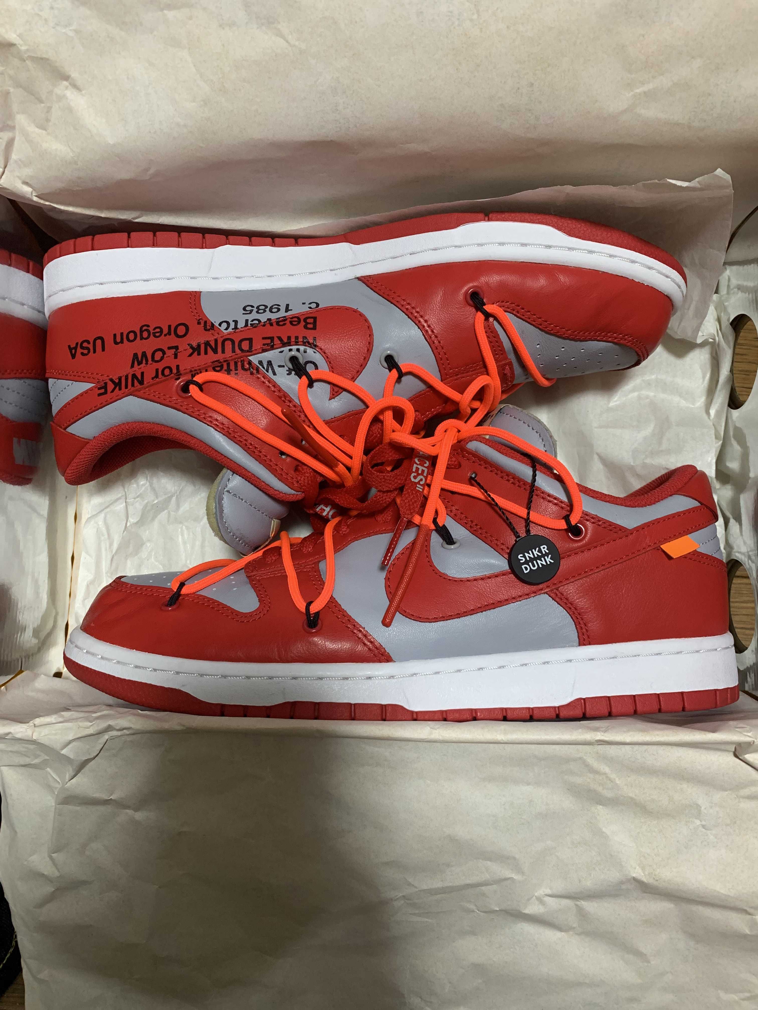 Off-White × Nike Dunk Low "University Red/Wolf Grey"