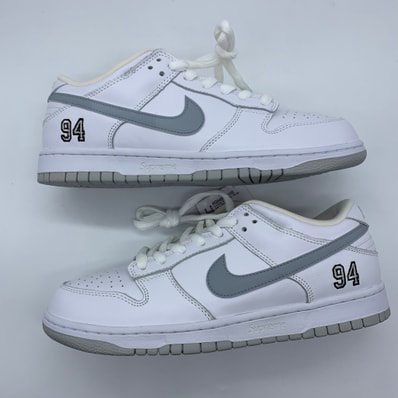 Supreme × Nike SB Dunk Low "White/Metallic Silver" (25FW Week2)
