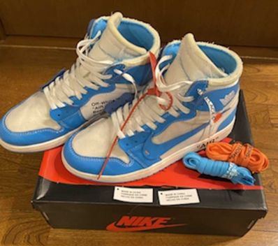 Off-White × Nike Air Jordan 1 High UNC "White/Dark Powder Blue"