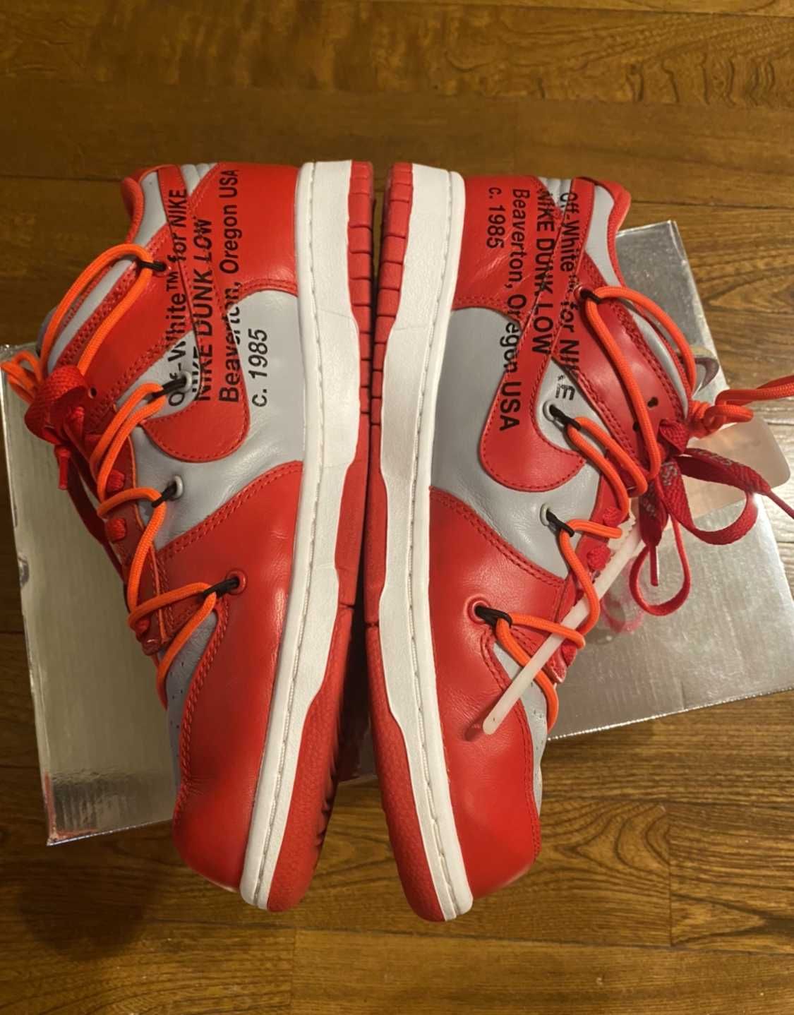 Off-White × Nike Dunk Low "University Red/Wolf Grey"