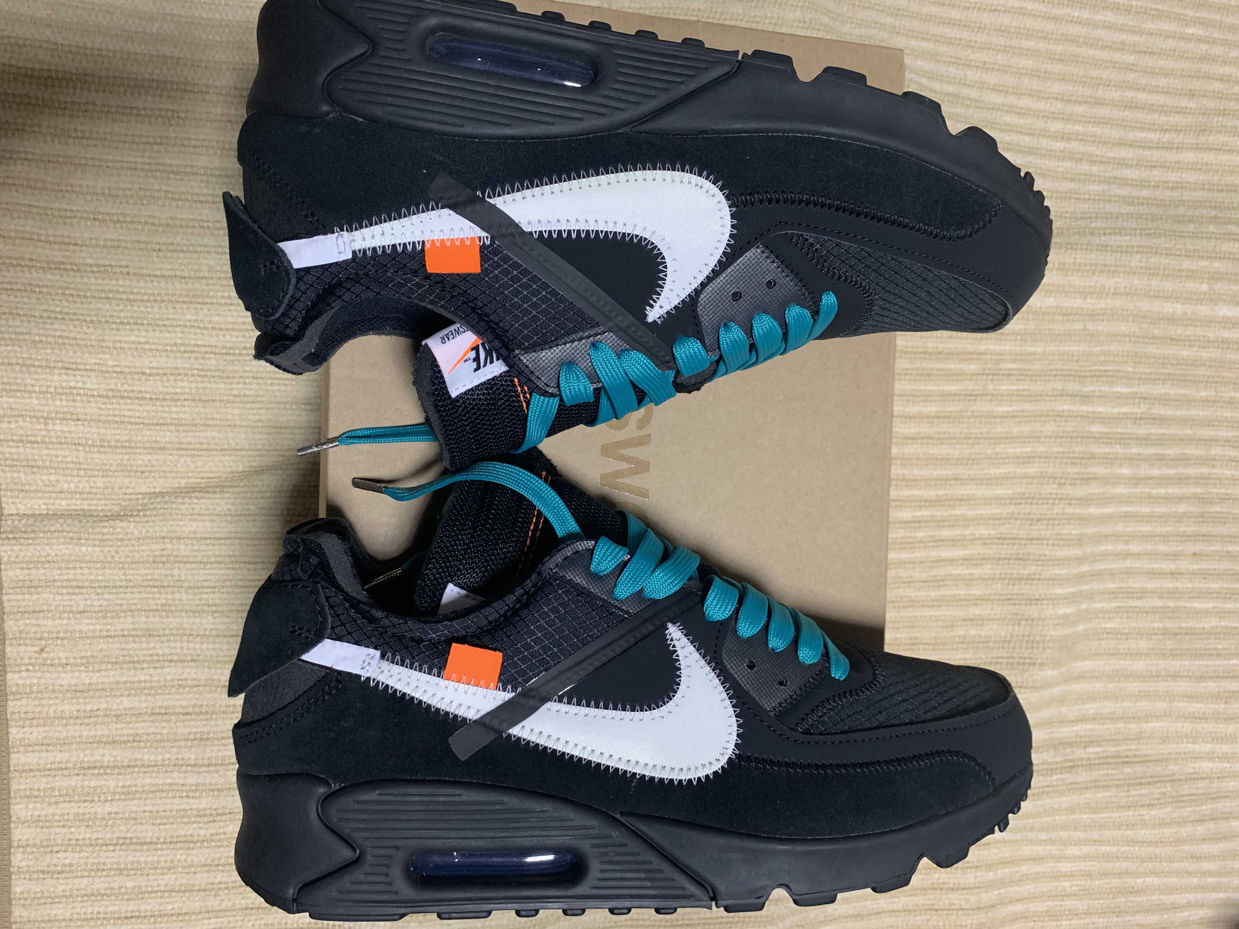 Off-White × Nike Air Max 90 "Black/Black-Cone-White"