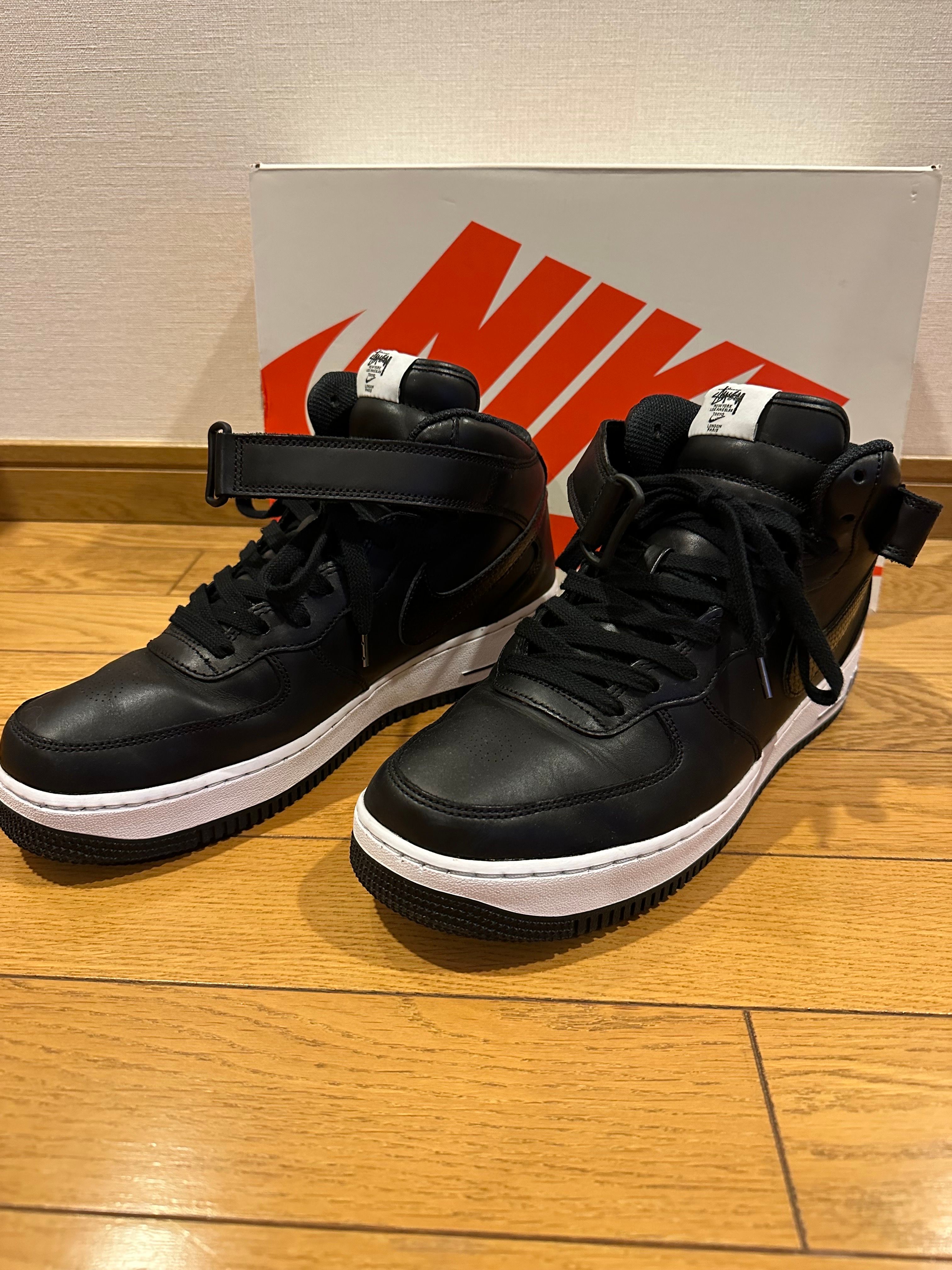 Stussy × Nike Air Force 1 Mid "Black/Black"