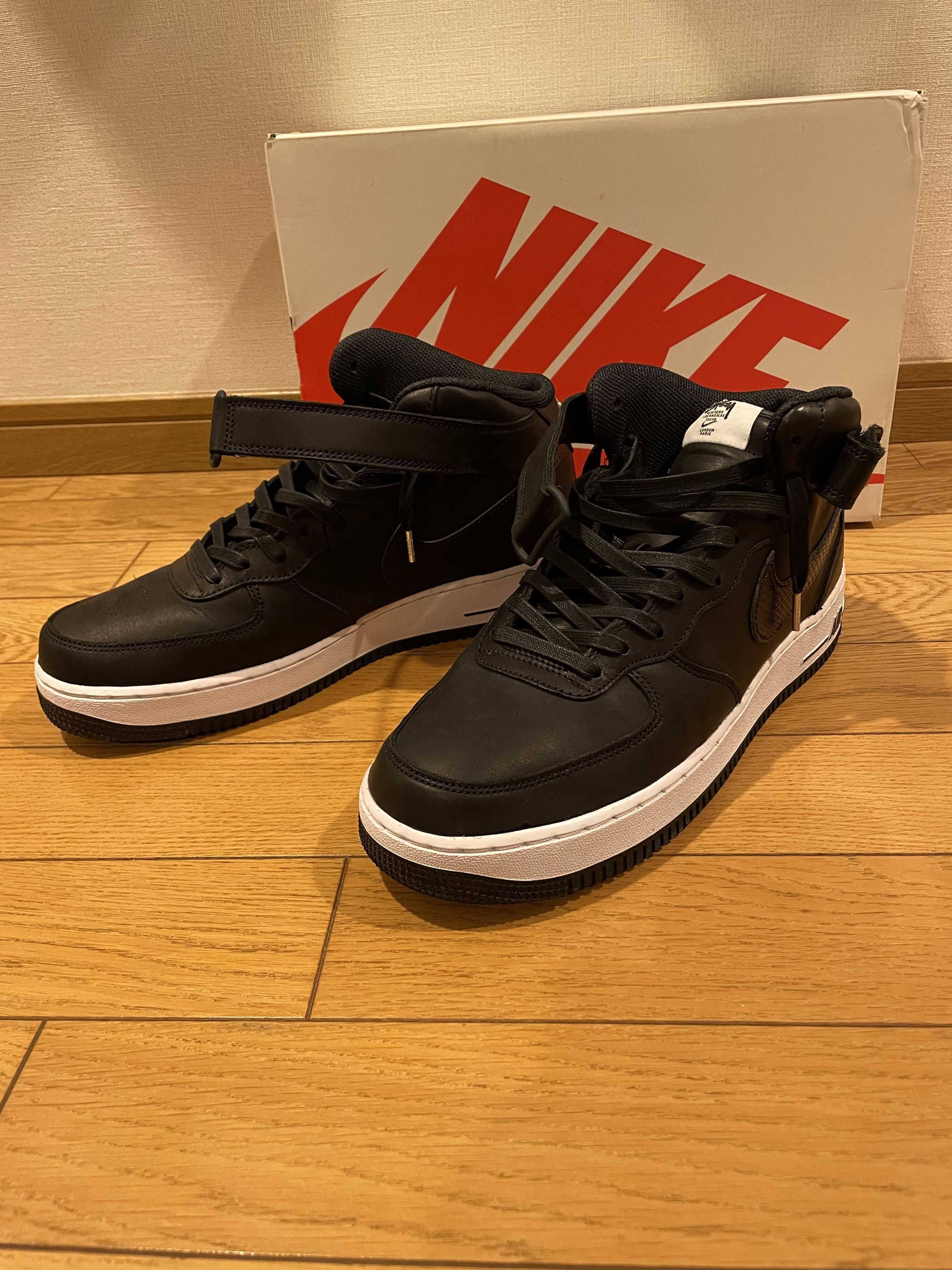 Stussy × Nike Air Force 1 Mid "Black/Black"