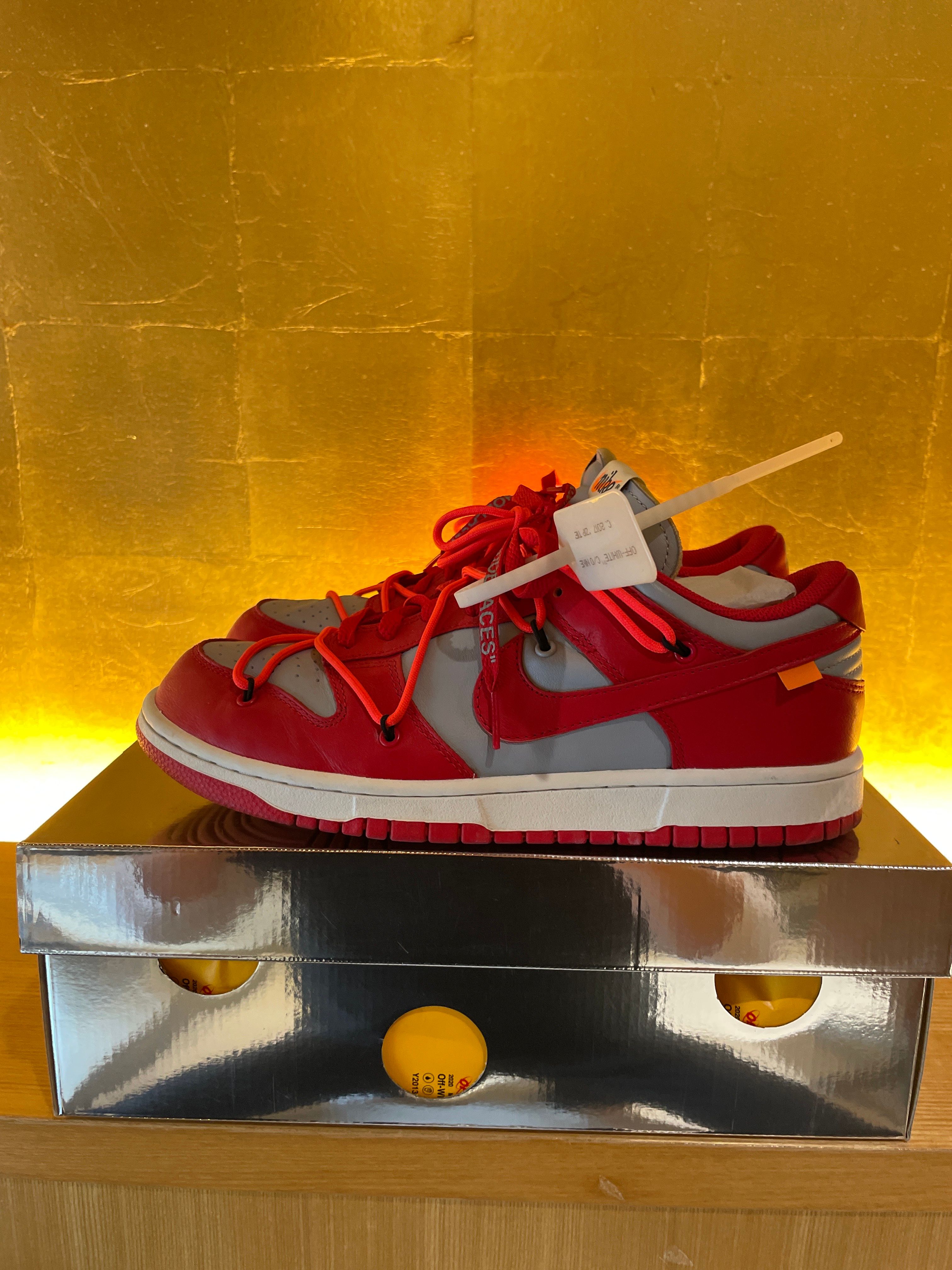 Off-White × Nike Dunk Low "University Red/Wolf Grey"
