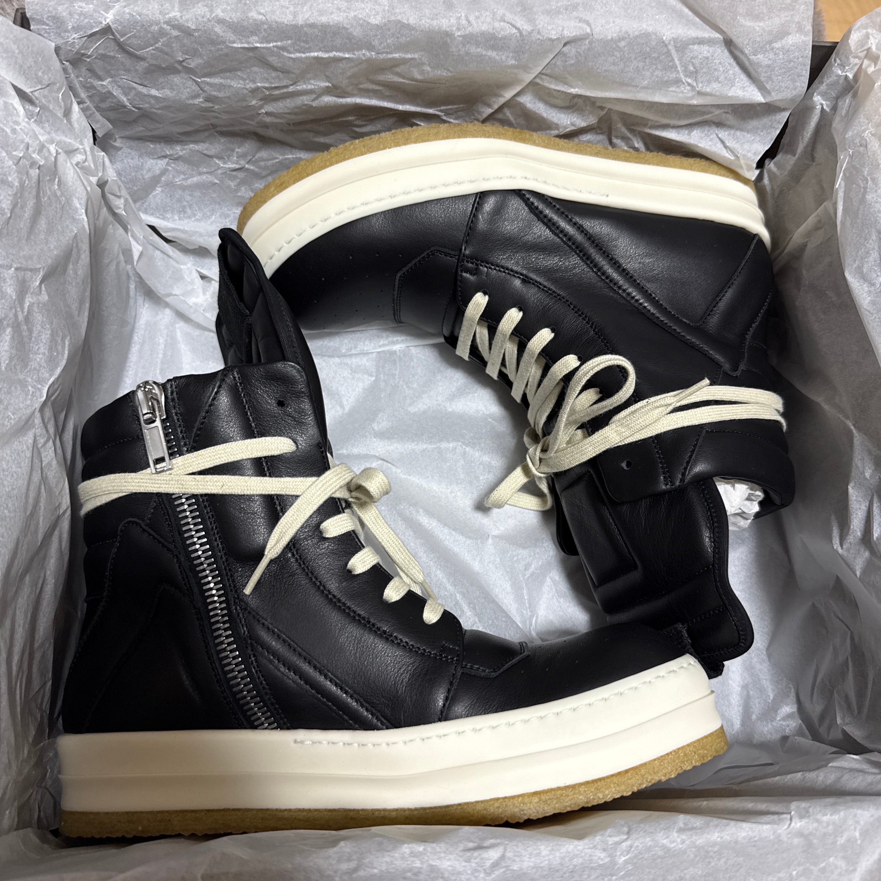 Rick Owens FW25 Concordians Creep Geobasket "Black/Milk"
