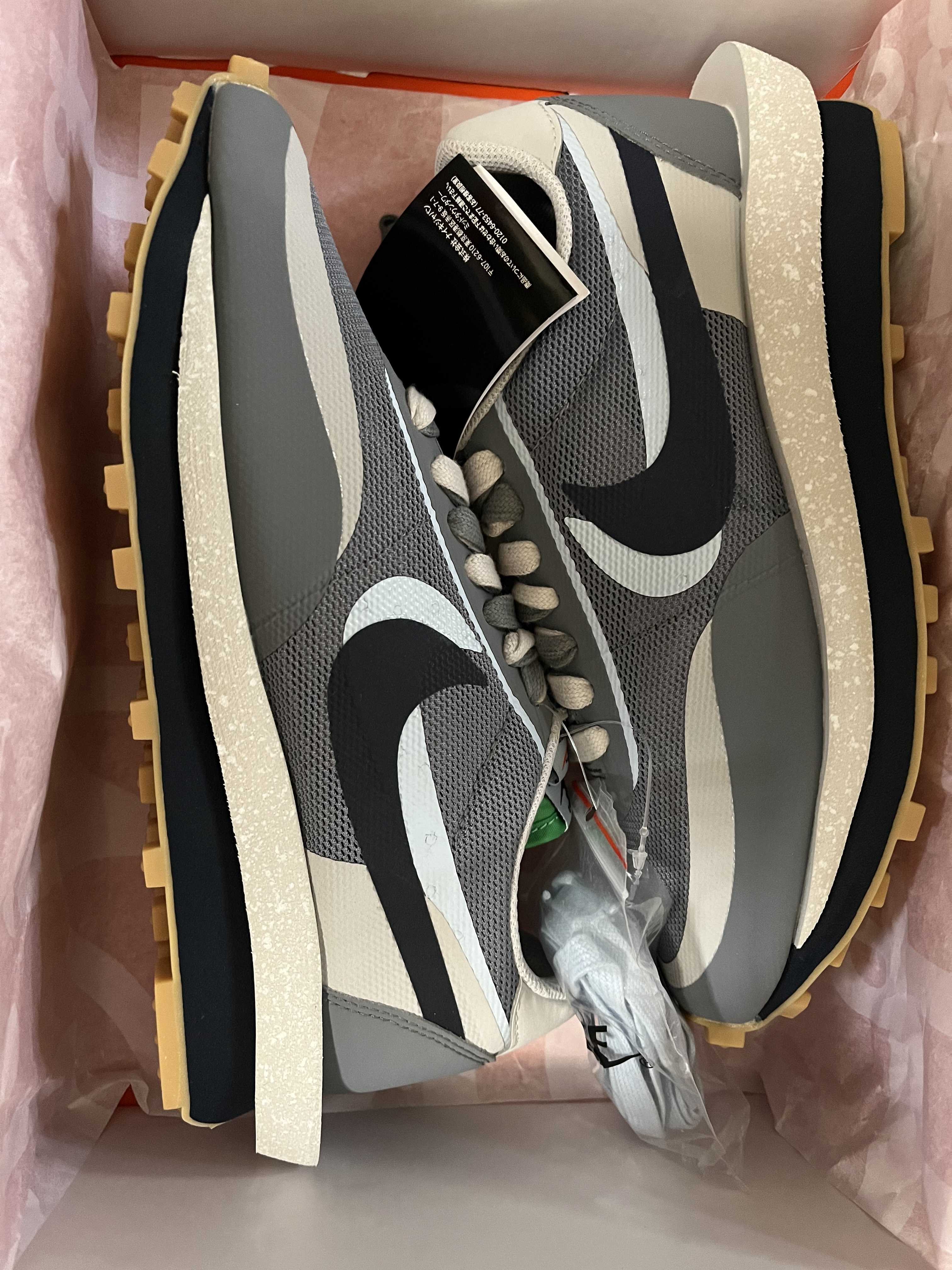 CLOT × Sacai × Nike LD Waffle "Grey Obsidian/Cool Grey"