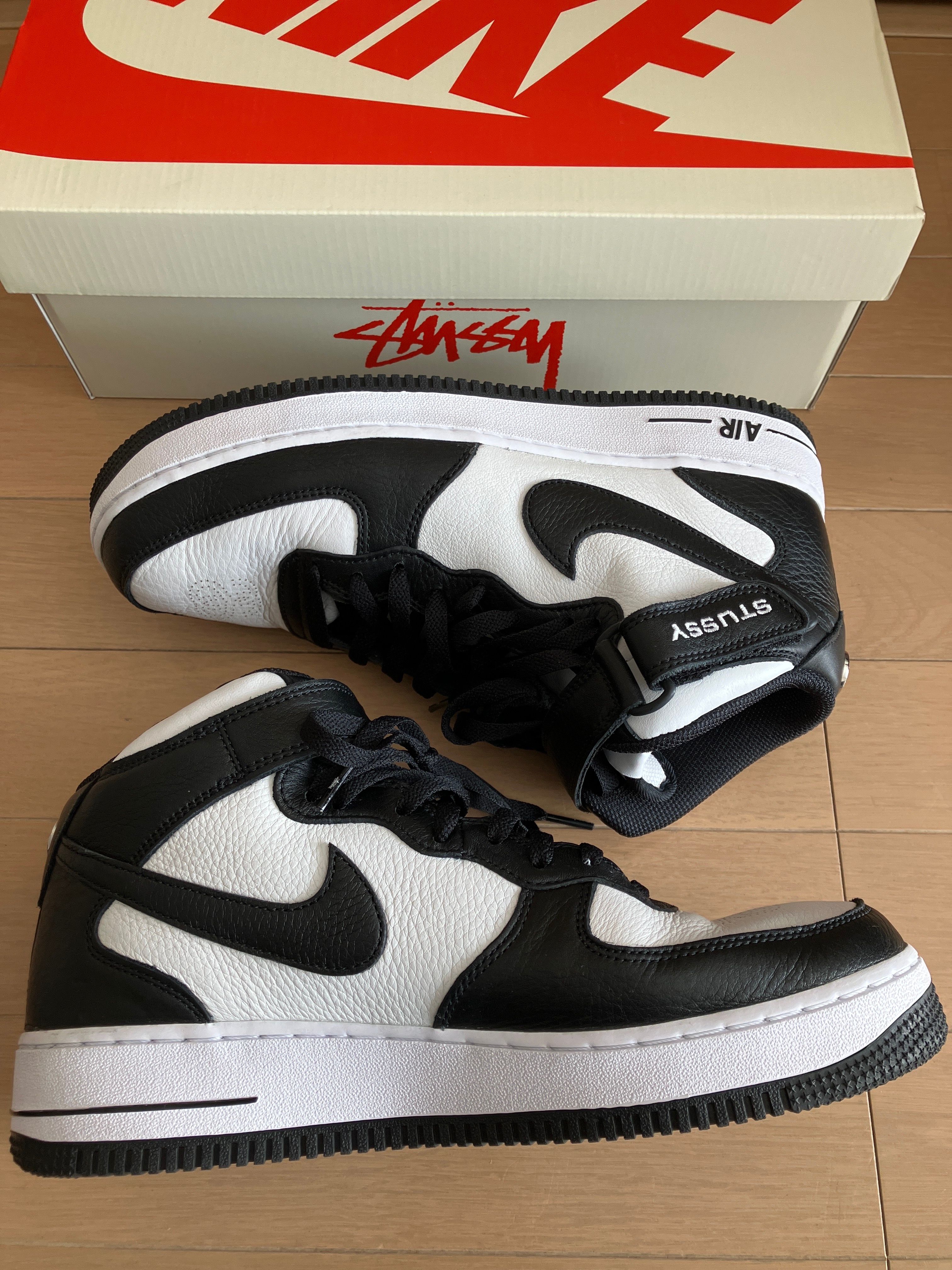 Stussy × Nike Air Force 1 Mid "Black and Light Bone"