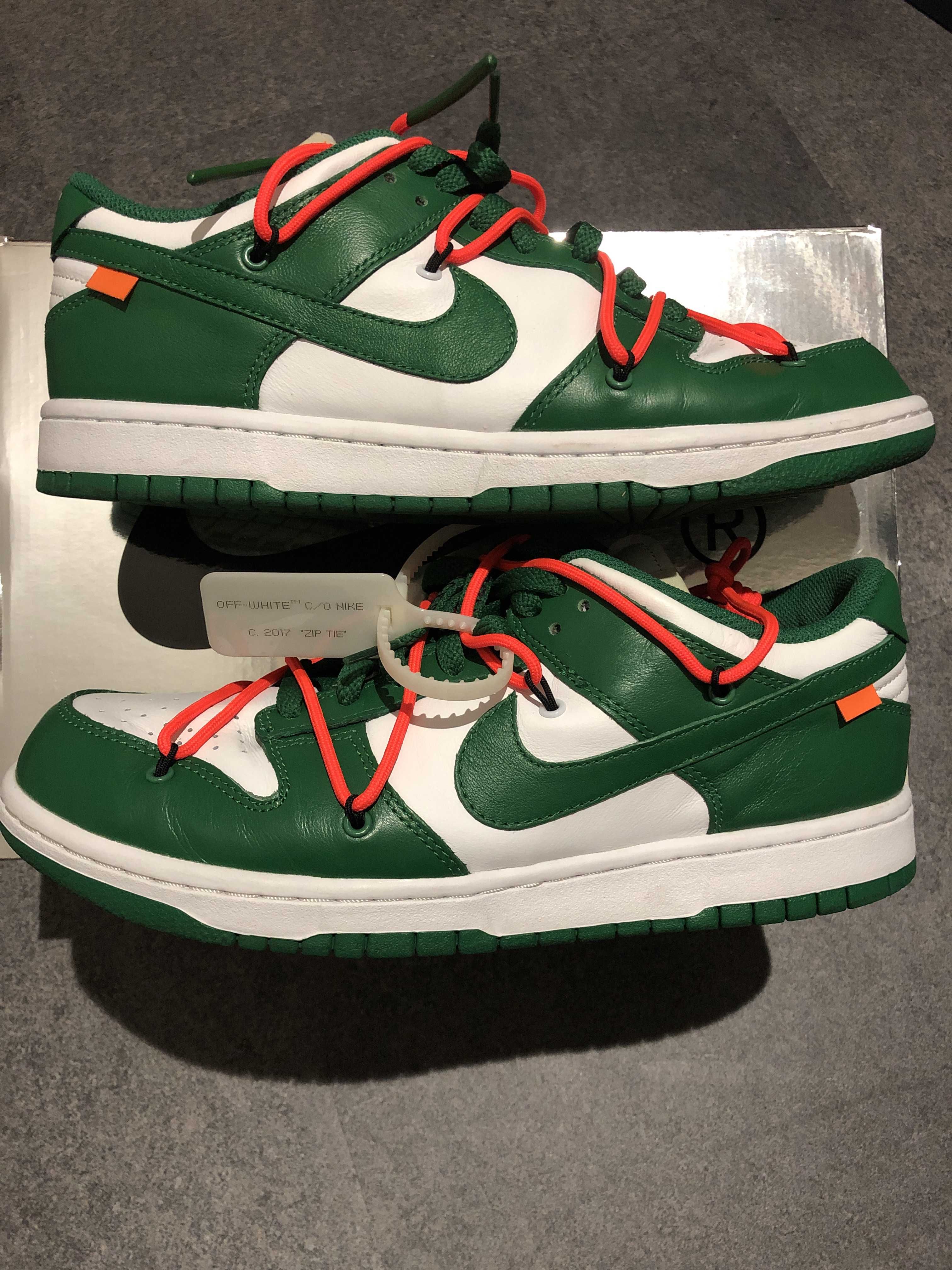 Off-White × Nike Dunk Low "White/Pine Green"