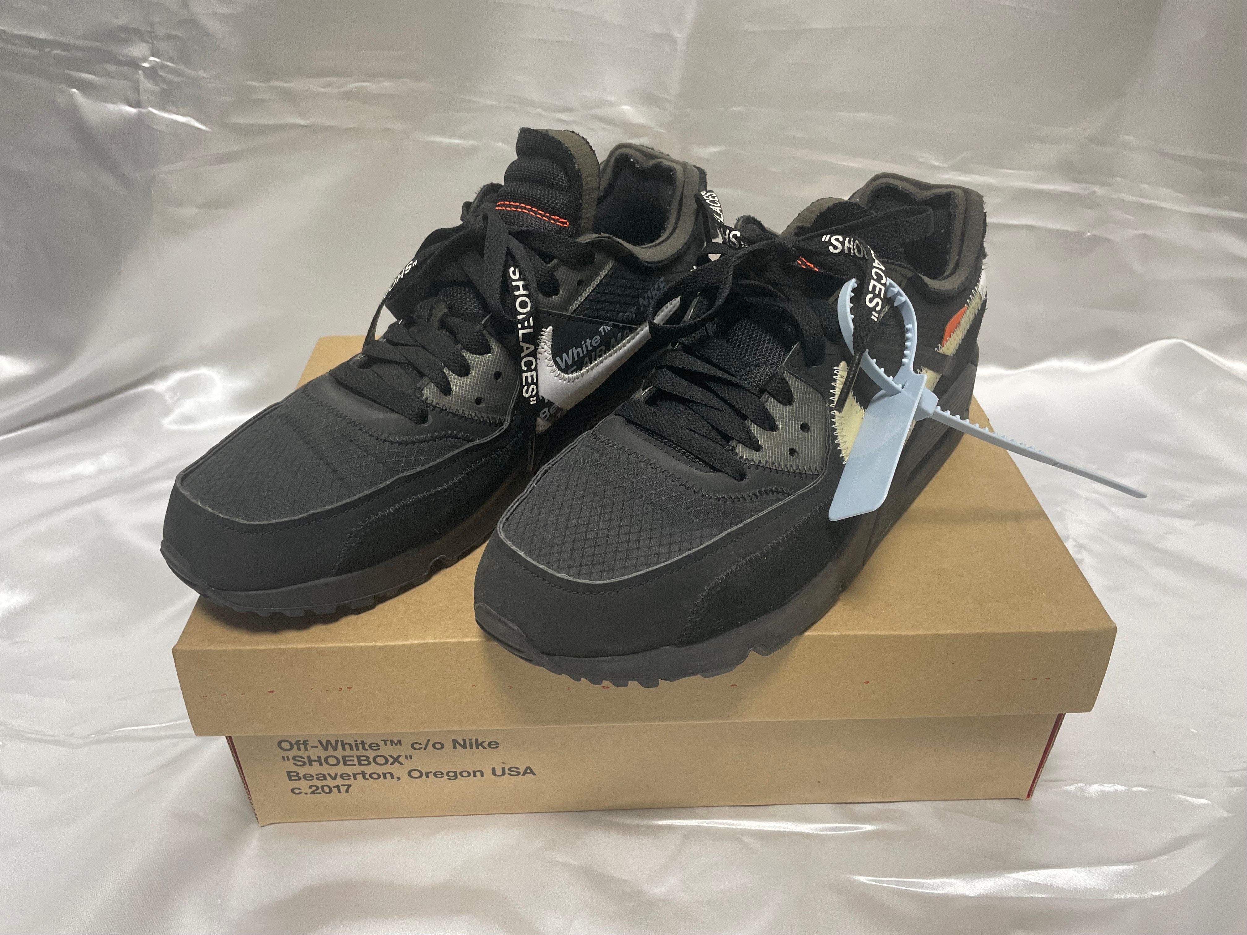 Off-White × Nike Air Max 90 "Black/Black-Cone-White"