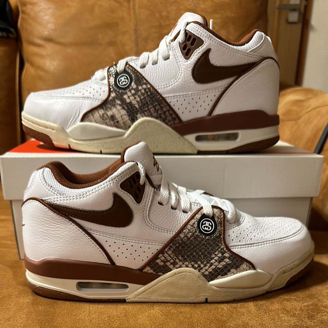 Stussy × Nike Air Flight 89 Low SP "White and Pecan"